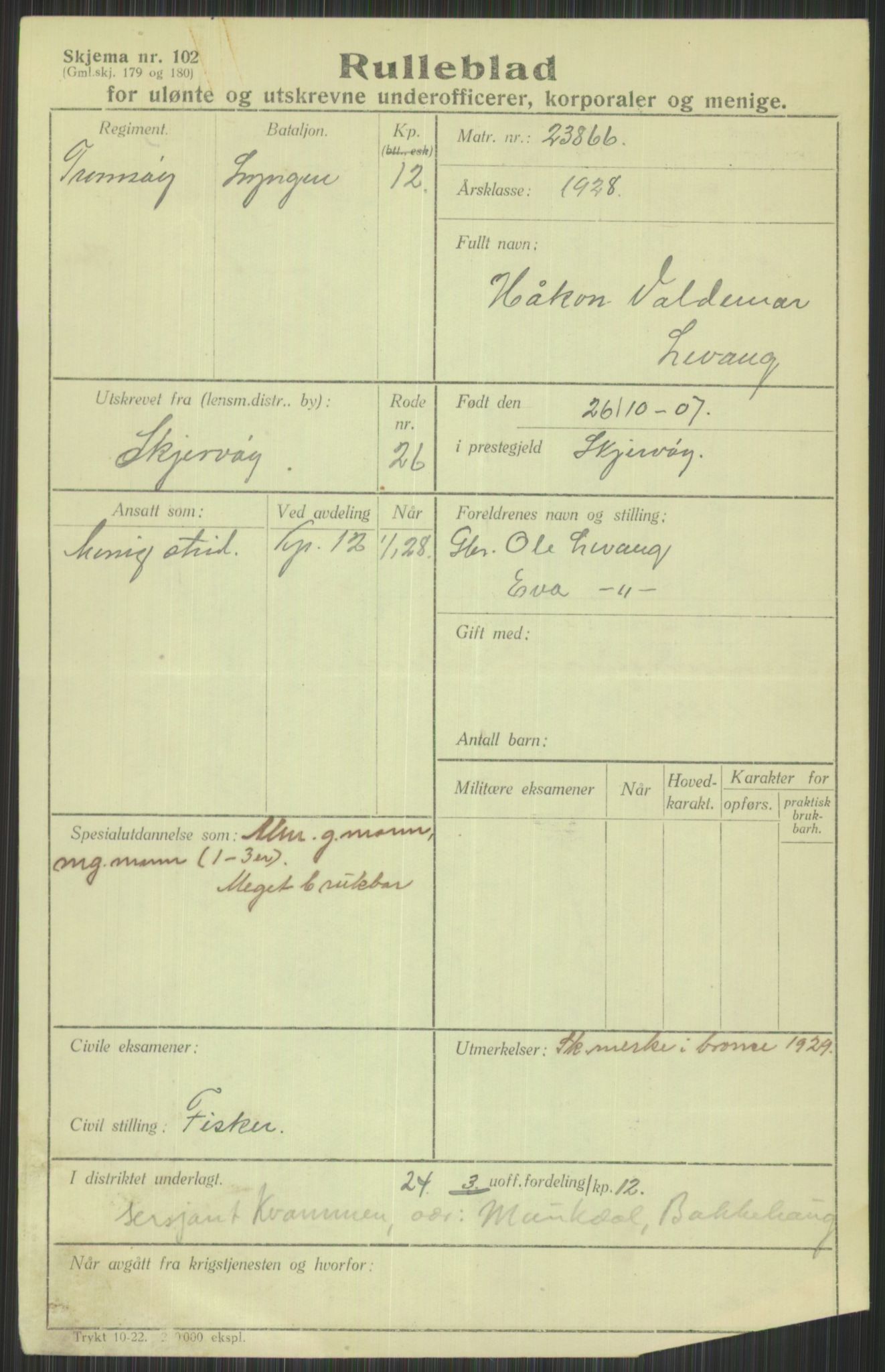 Forsvaret, Troms infanteriregiment nr. 16, AV/RA-RAFA-3146/P/Pa/L0013/0003: Rulleblad / Rulleblad for regimentets menige mannskaper, årsklasse 1928, 1928, s. 449