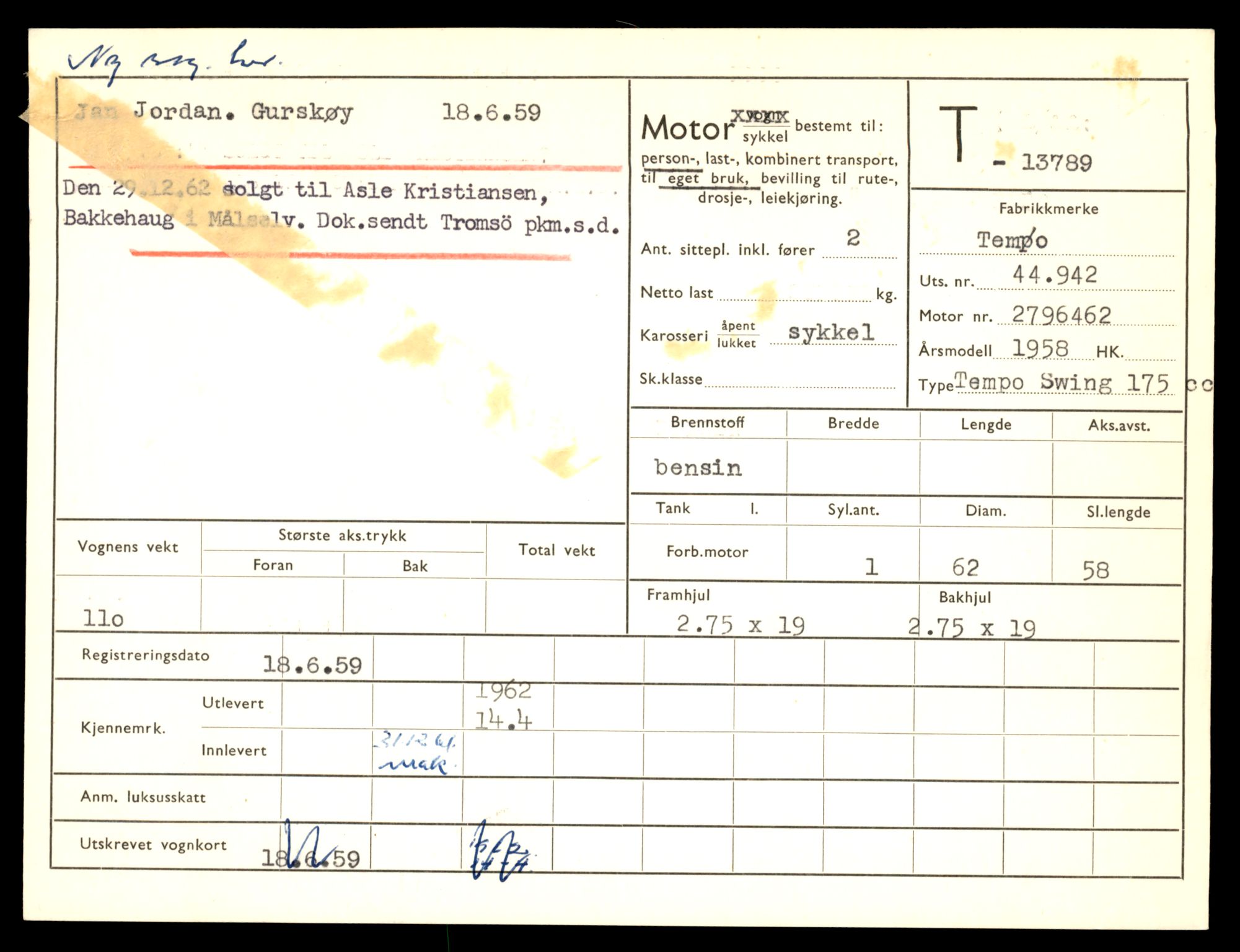 Møre og Romsdal vegkontor - Ålesund trafikkstasjon, AV/SAT-A-4099/F/Fe/L0041: Registreringskort for kjøretøy T 13710 - T 13905, 1927-1998, s. 1373