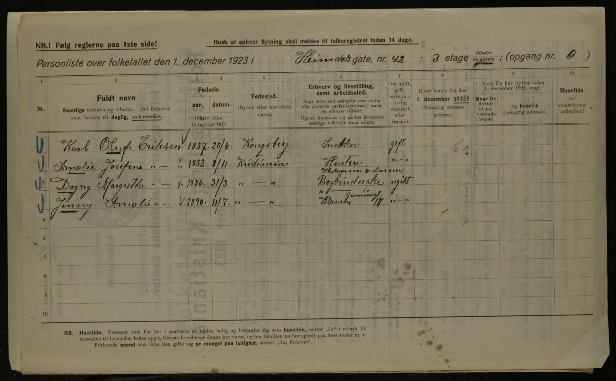 OBA, Kommunal folketelling 1.12.1923 for Kristiania, 1923, s. 42171