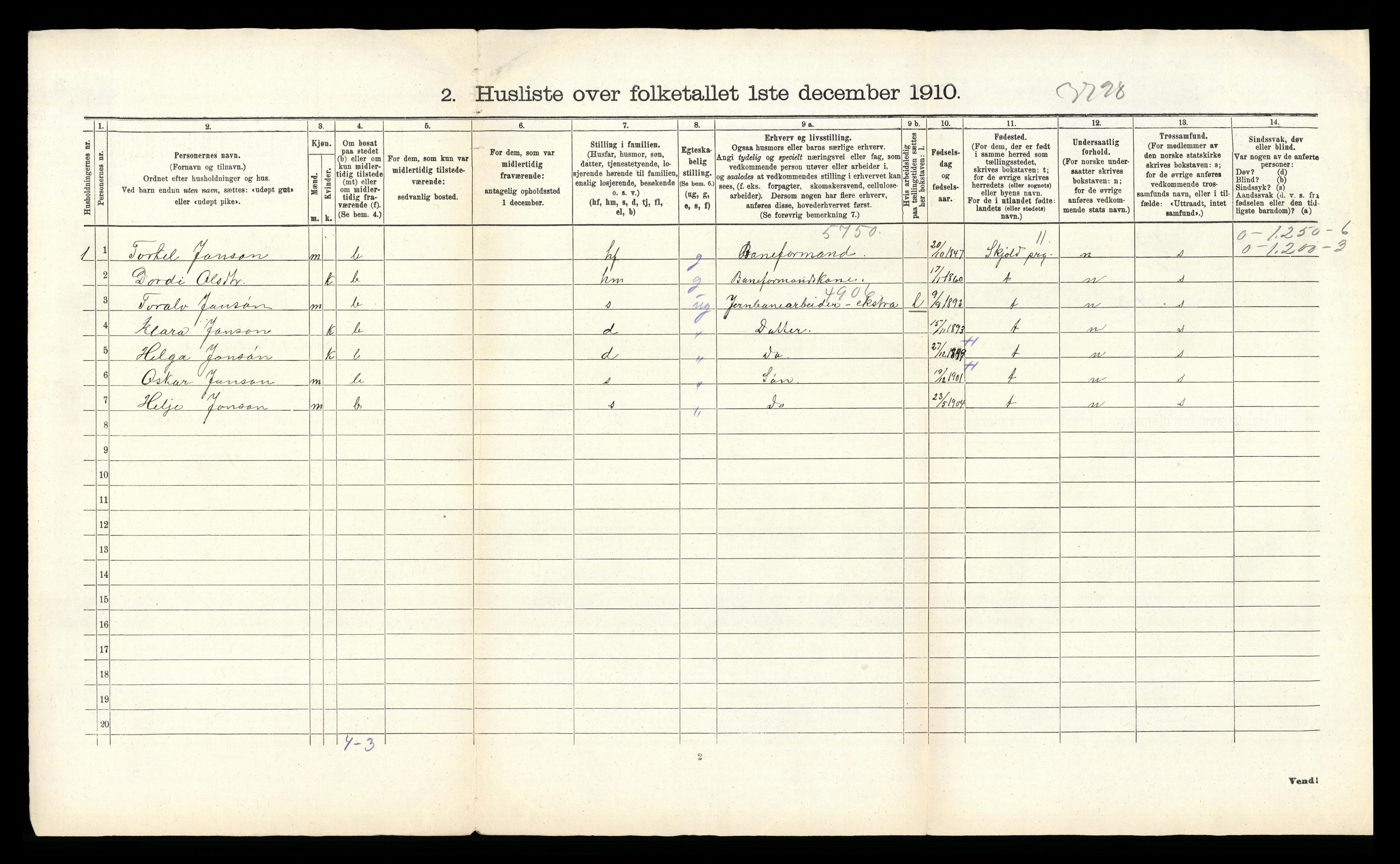 RA, Folketelling 1910 for 1251 Bruvik herred, 1910, s. 65