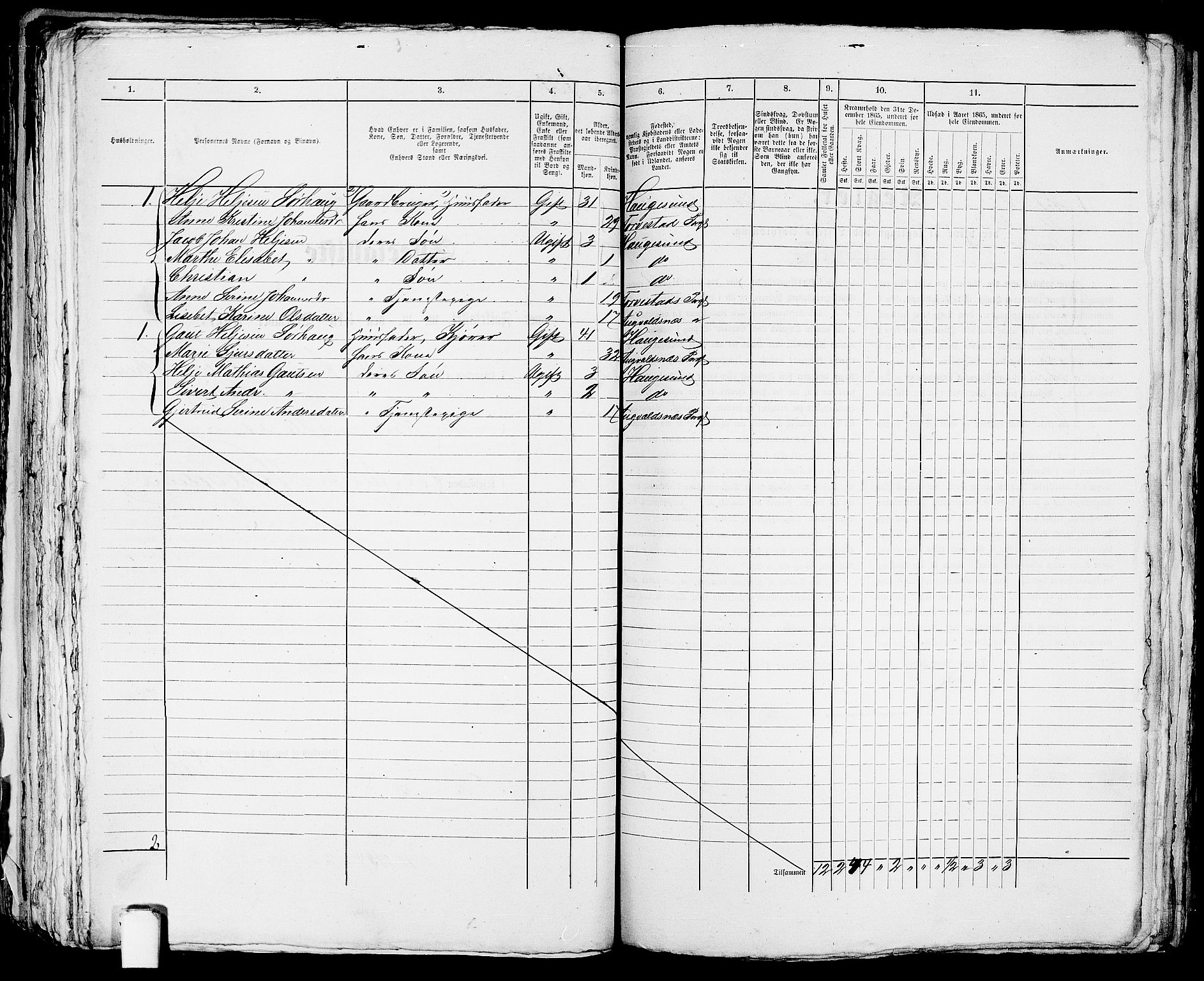 RA, Folketelling 1865 for 1106B Torvastad prestegjeld, Haugesund ladested, 1865, s. 215