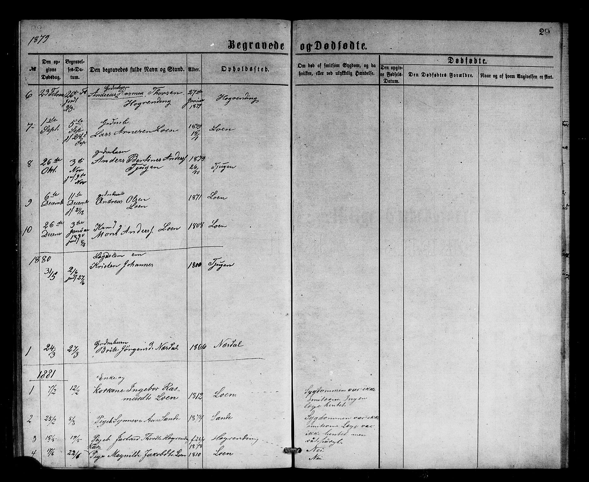 Stryn Sokneprestembete, AV/SAB-A-82501: Klokkerbok nr. B 2, 1877-1881, s. 29