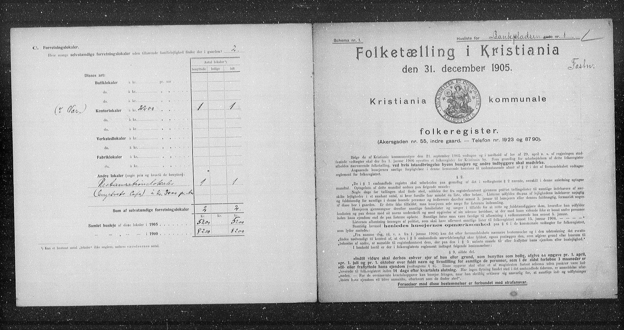 OBA, Kommunal folketelling 31.12.1905 for Kristiania kjøpstad, 1905, s. 1700