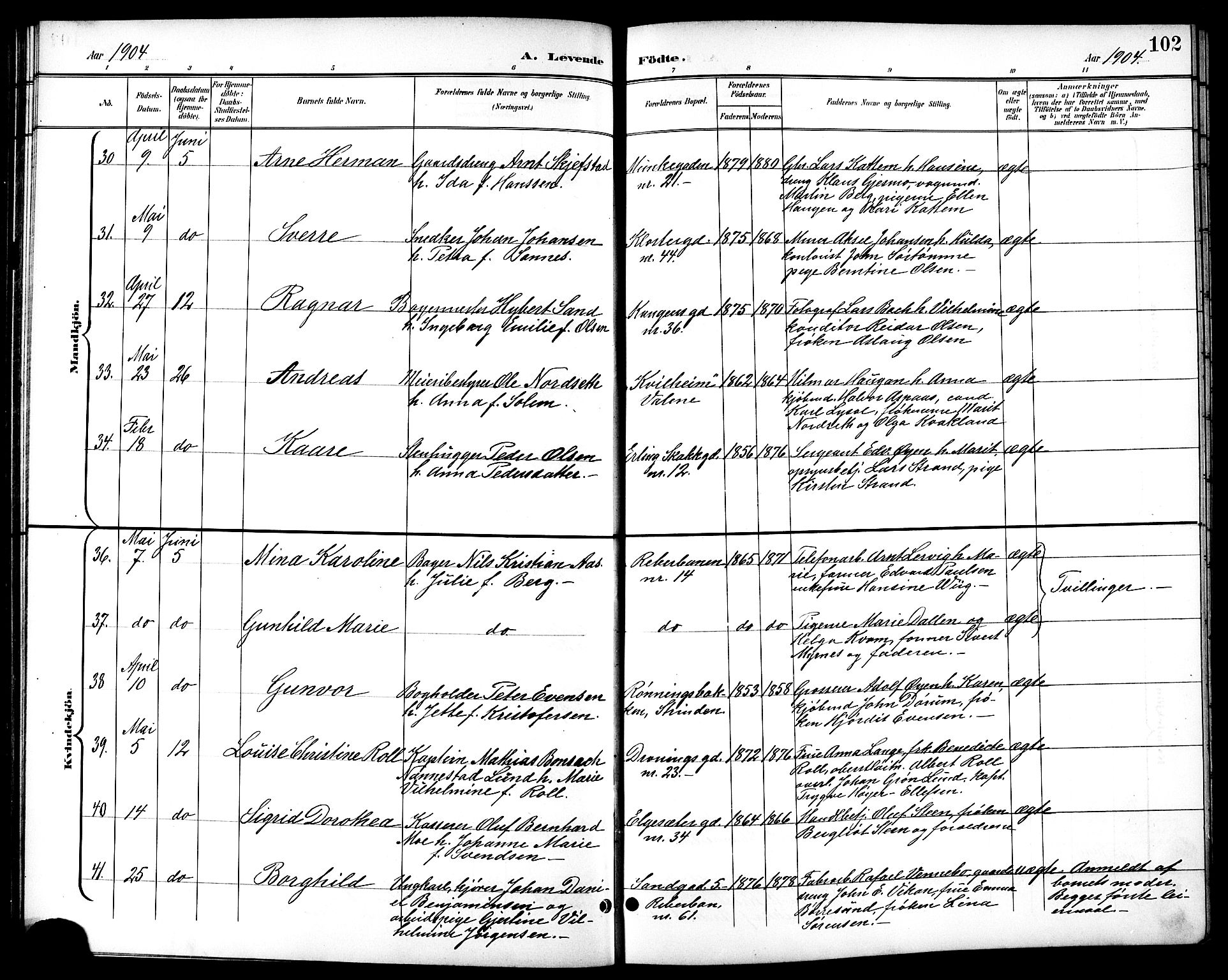 Ministerialprotokoller, klokkerbøker og fødselsregistre - Sør-Trøndelag, AV/SAT-A-1456/601/L0094: Klokkerbok nr. 601C12, 1898-1911, s. 102