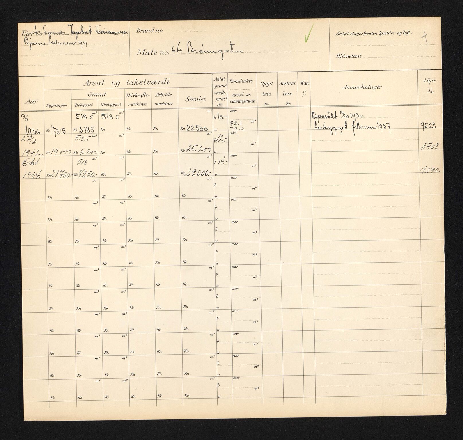 Stavanger kommune. Skattetakstvesenet, BYST/A-0440/F/Fa/Faa/L0006/0008: Skattetakstkort / Brønngata 60 - 90