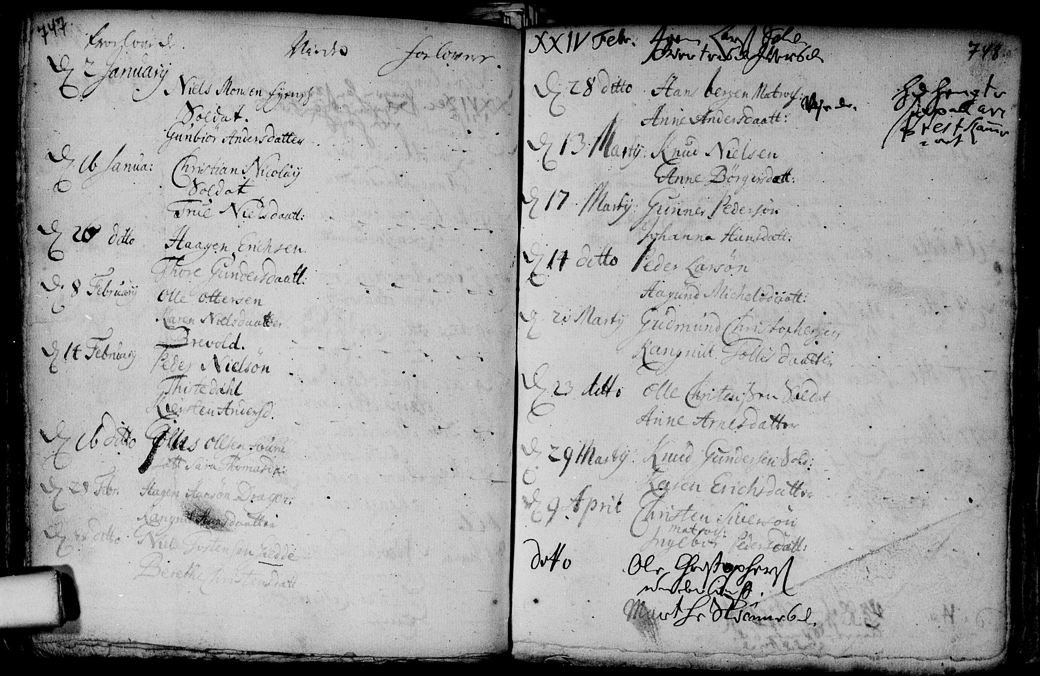 Aker prestekontor kirkebøker, AV/SAO-A-10861/F/L0002: Ministerialbok nr. 2, 1714-1720, s. 747-748