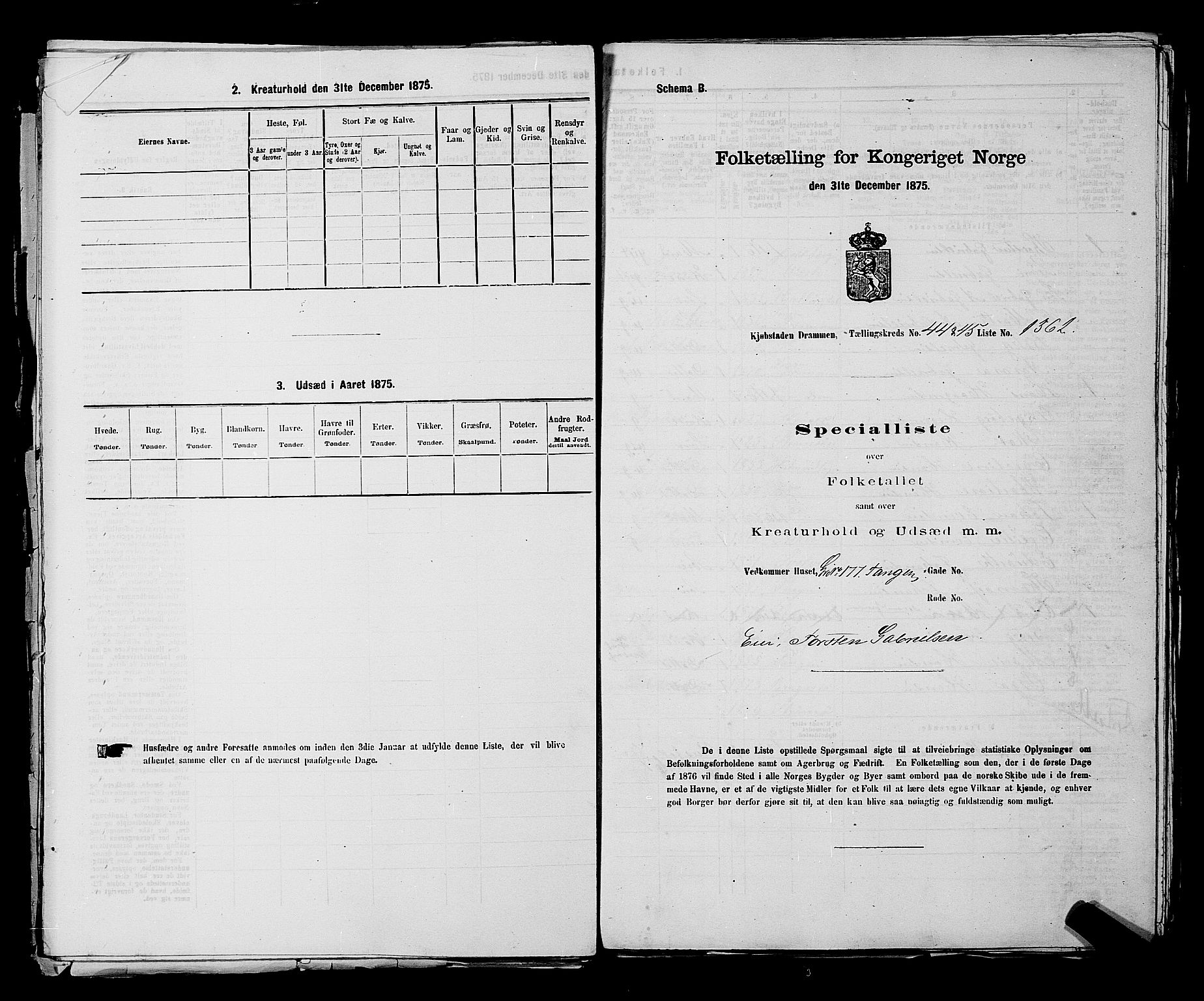 SAKO, Folketelling 1875 for 0602 Drammen kjøpstad, 1875, s. 3732