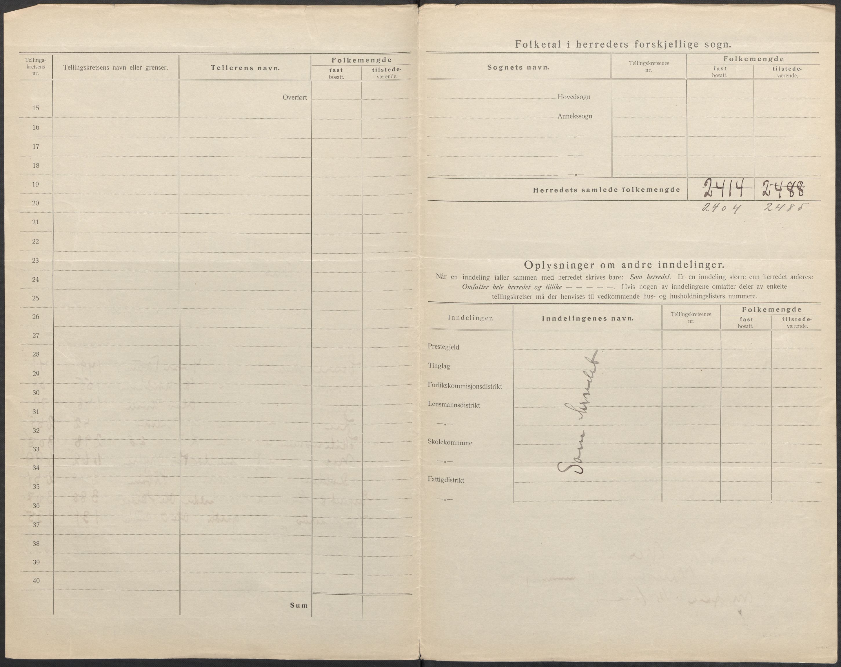 SAKO, Folketelling 1920 for 0616 Nes herred, 1920, s. 5