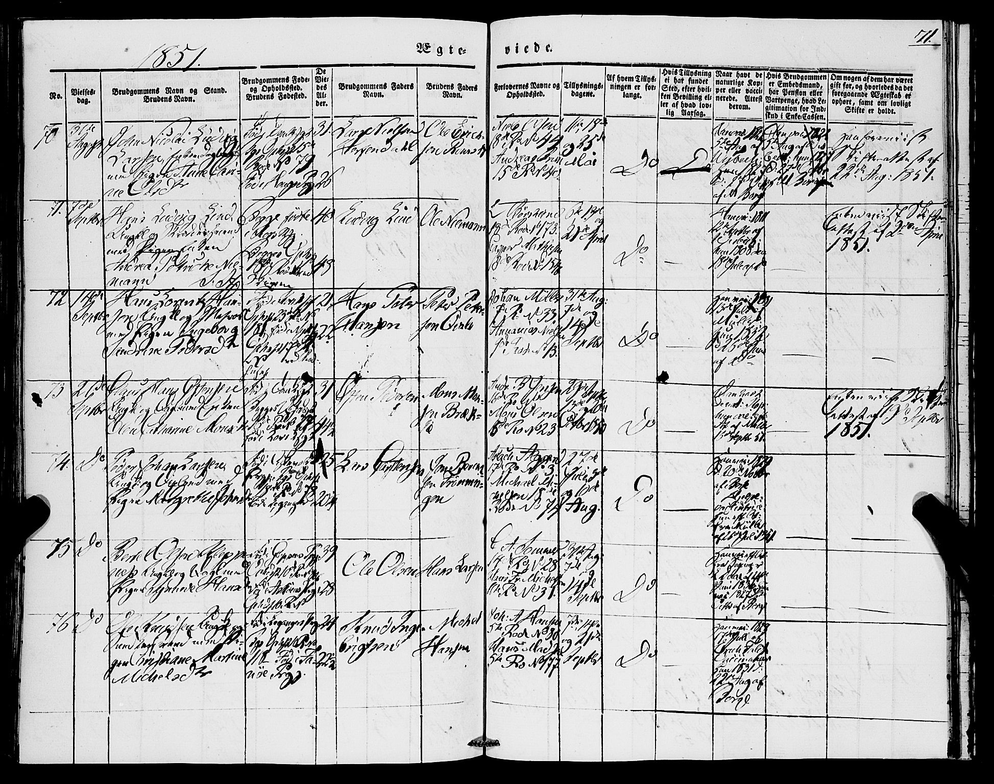 Domkirken sokneprestembete, AV/SAB-A-74801/H/Haa/L0033: Ministerialbok nr. D 1, 1841-1853, s. 71