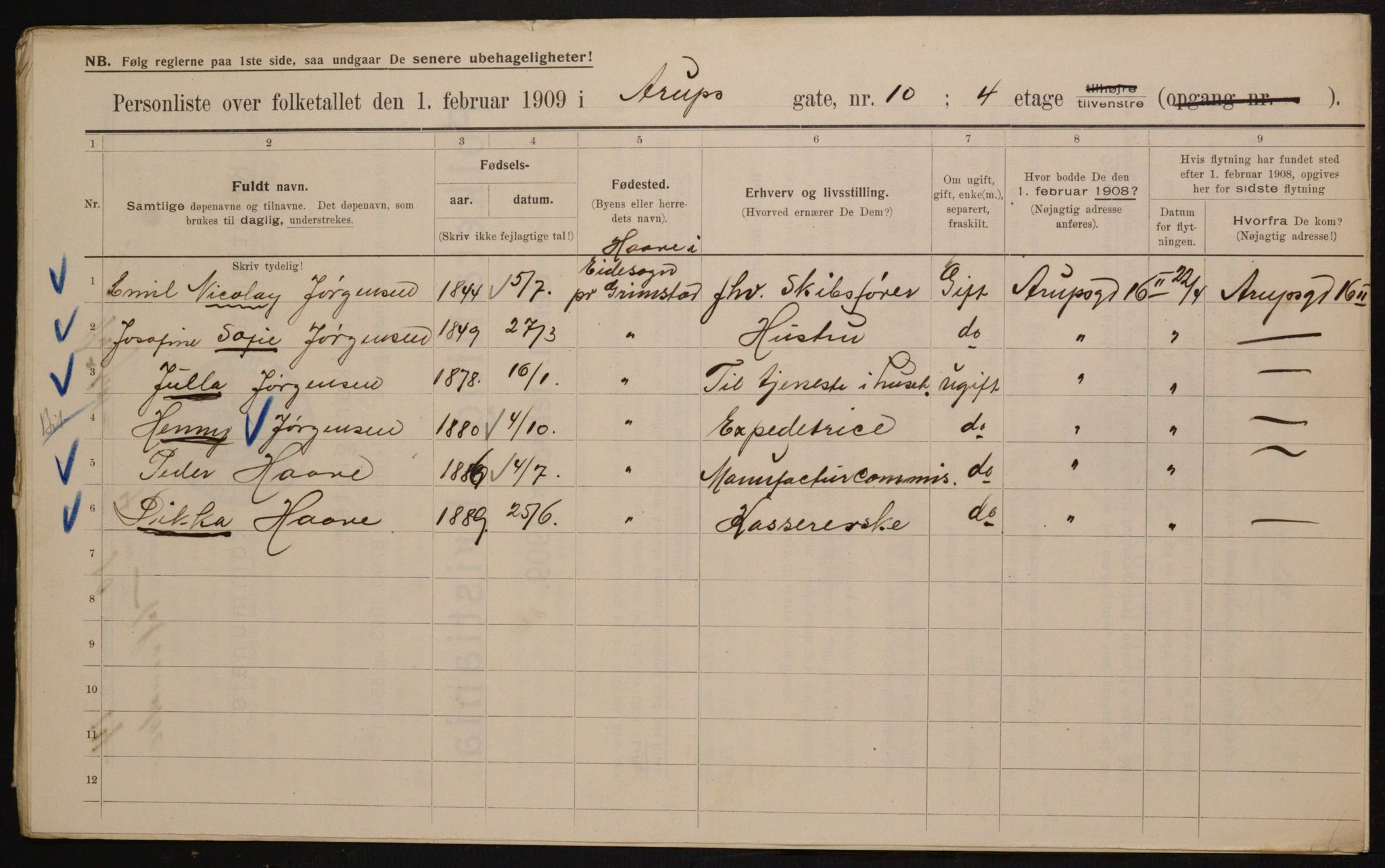 OBA, Kommunal folketelling 1.2.1909 for Kristiania kjøpstad, 1909, s. 2091