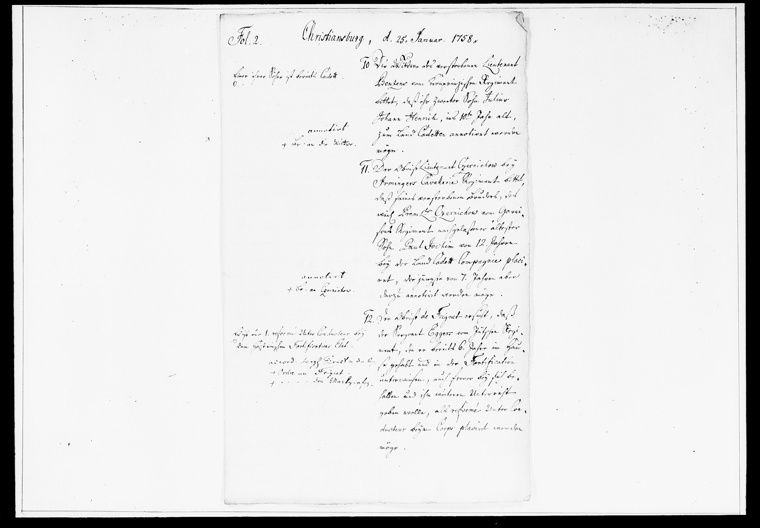 Krigskollegiet, Krigskancelliet, DRA/A-0006/-/1297-1314: Refererede sager, 1758, s. 44