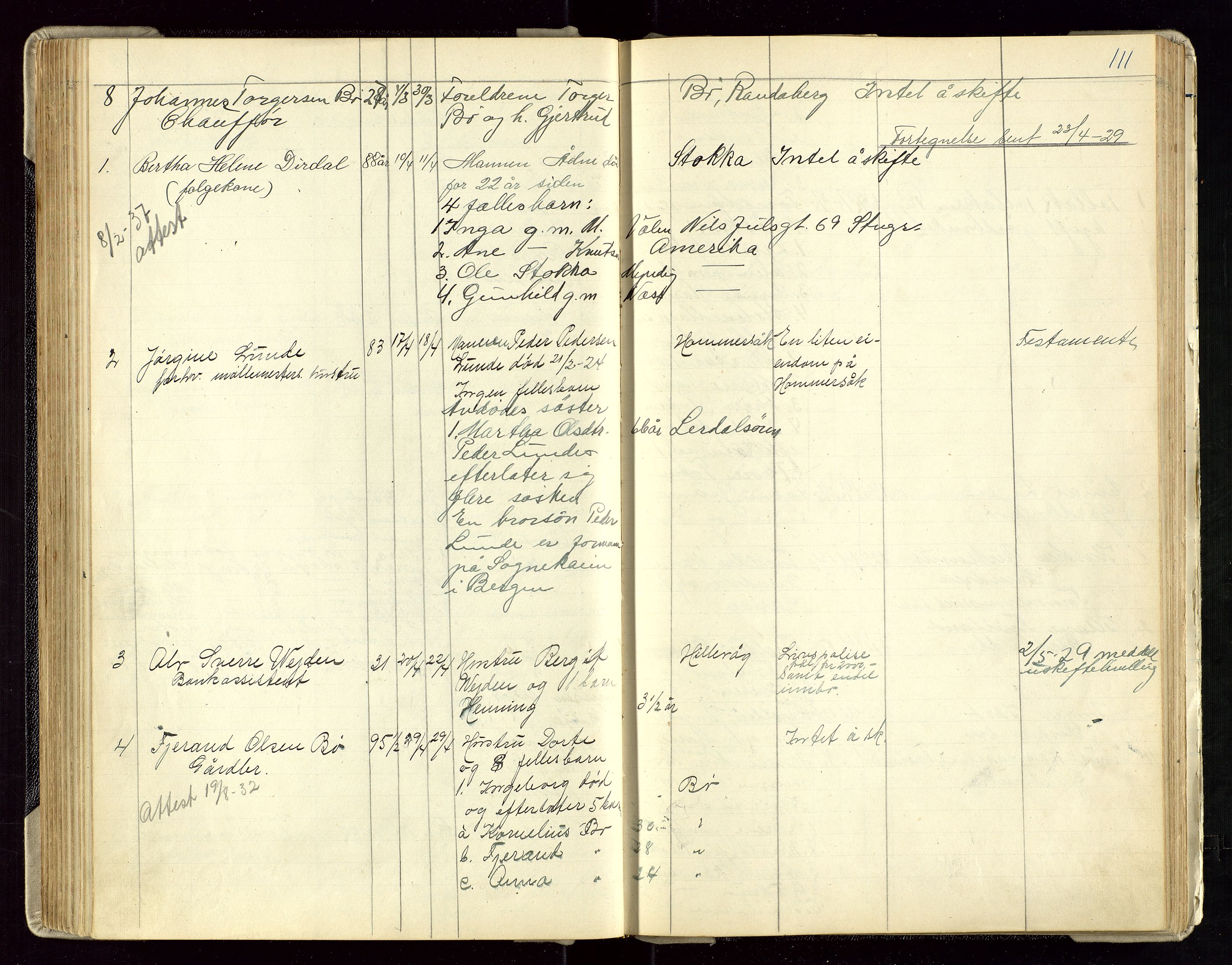 Hetland lensmannskontor, AV/SAST-A-100101/Gga/L0003: Dødsfallprotokoll (med alfabetisk navneregister), 1921-1936, s. 111