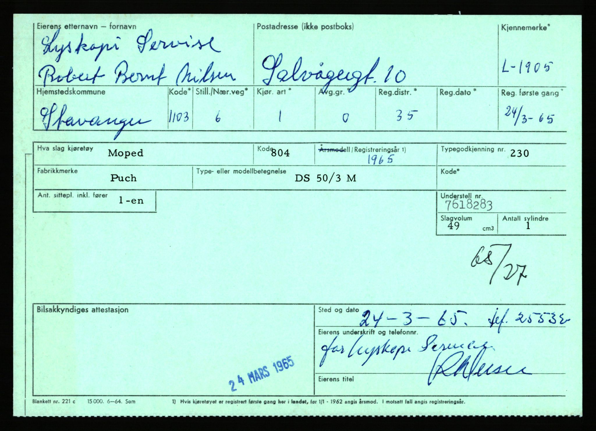 Stavanger trafikkstasjon, SAST/A-101942/0/F/L0006: L-1700 - L-2149, 1930-1971, s. 841