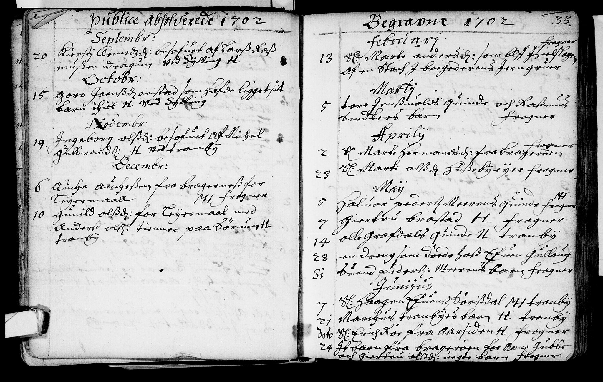 Lier kirkebøker, AV/SAKO-A-230/F/Fa/L0002: Ministerialbok nr. I 2, 1701-1726, s. 32-33