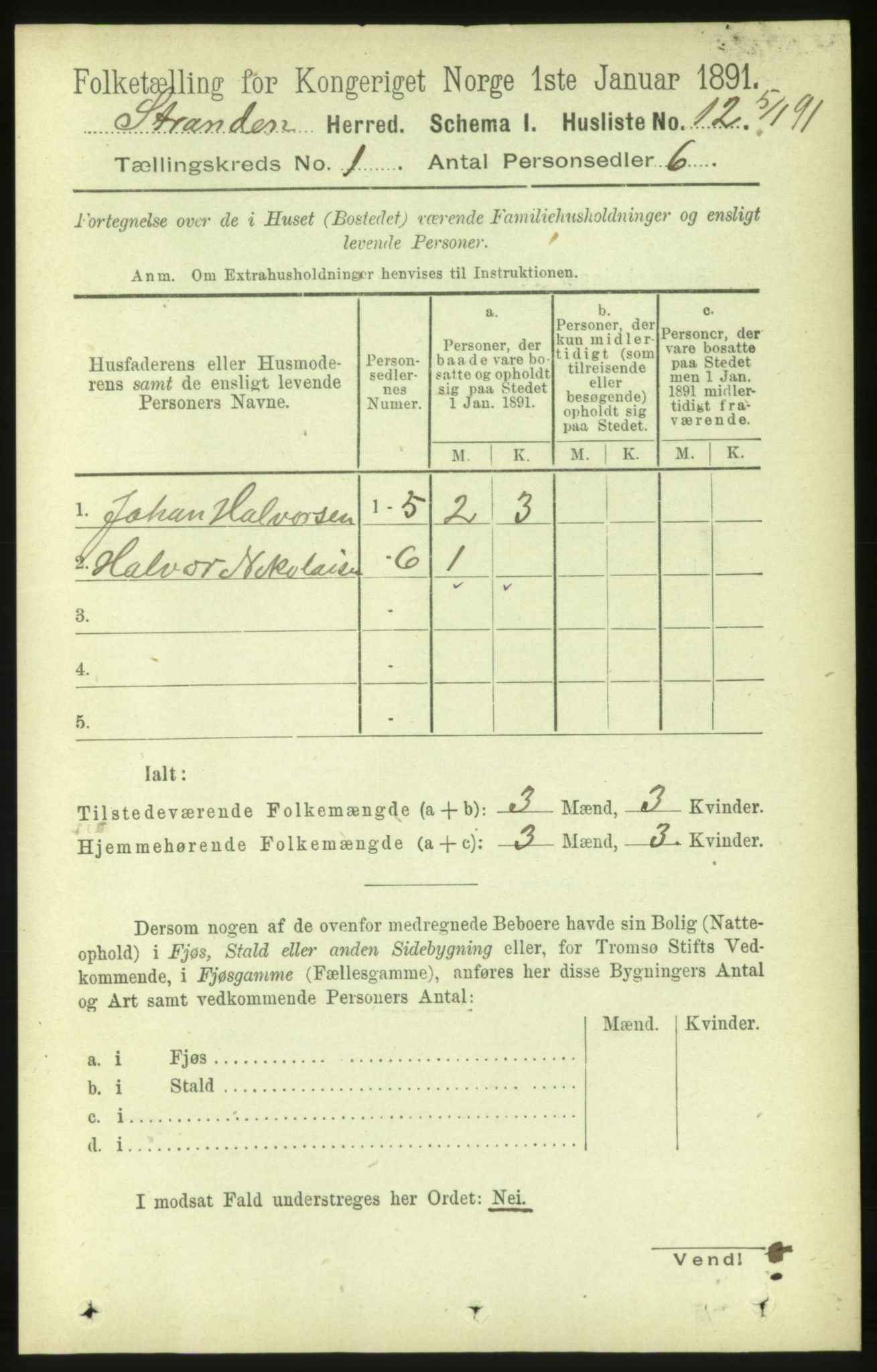 RA, Folketelling 1891 for 1525 Stranda herred, 1891, s. 31