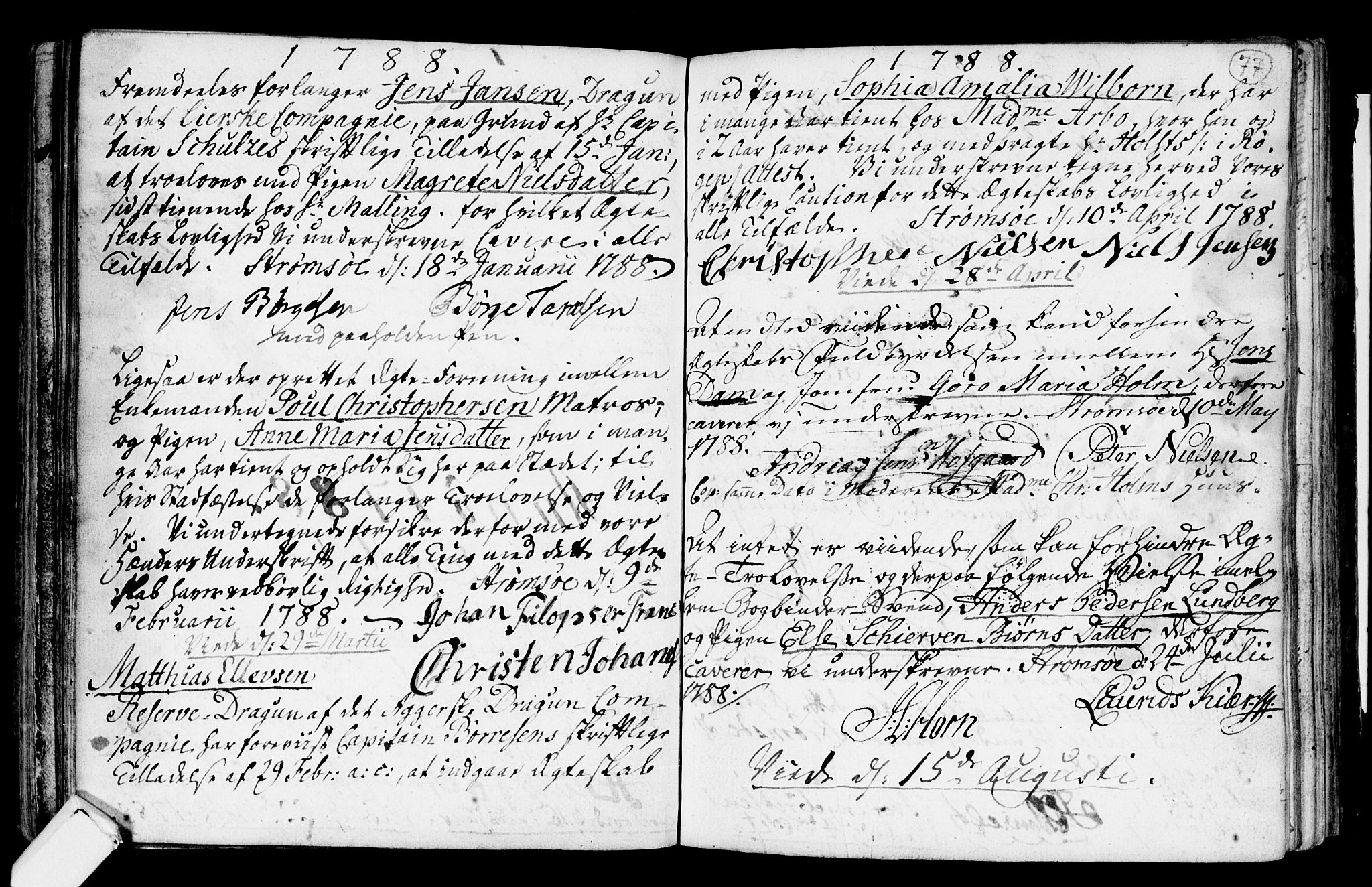 Strømsø kirkebøker, SAKO/A-246/H/Hb/L0001: Forlovererklæringer nr. 1, 1752-1815, s. 77