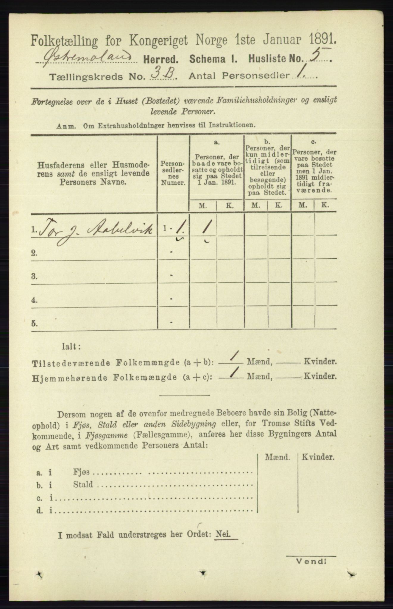 RA, Folketelling 1891 for 0918 Austre Moland herred, 1891, s. 1716