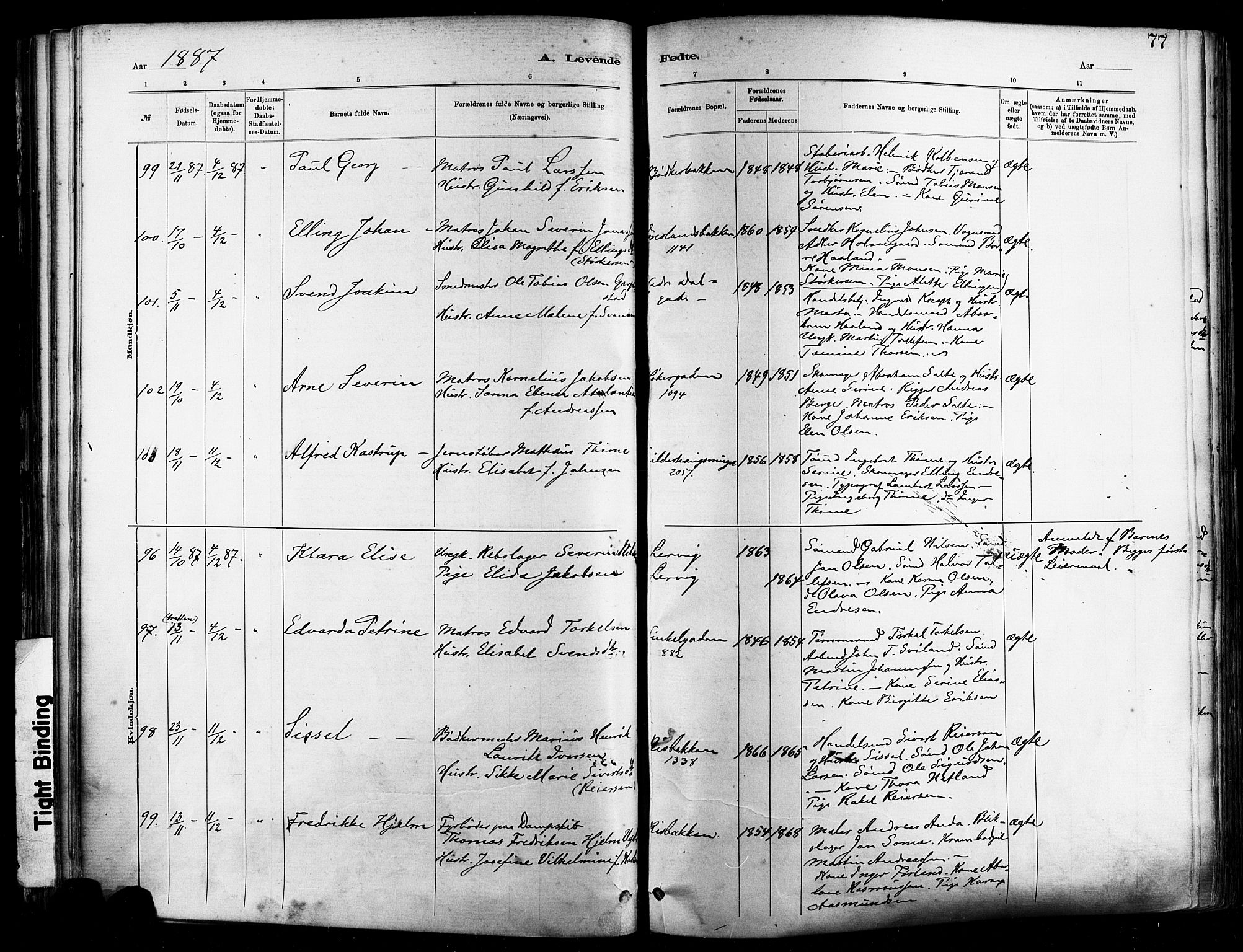St. Johannes sokneprestkontor, AV/SAST-A-101814/001/30/30BA/L0001: Ministerialbok nr. A 1, 1885-1891, s. 77