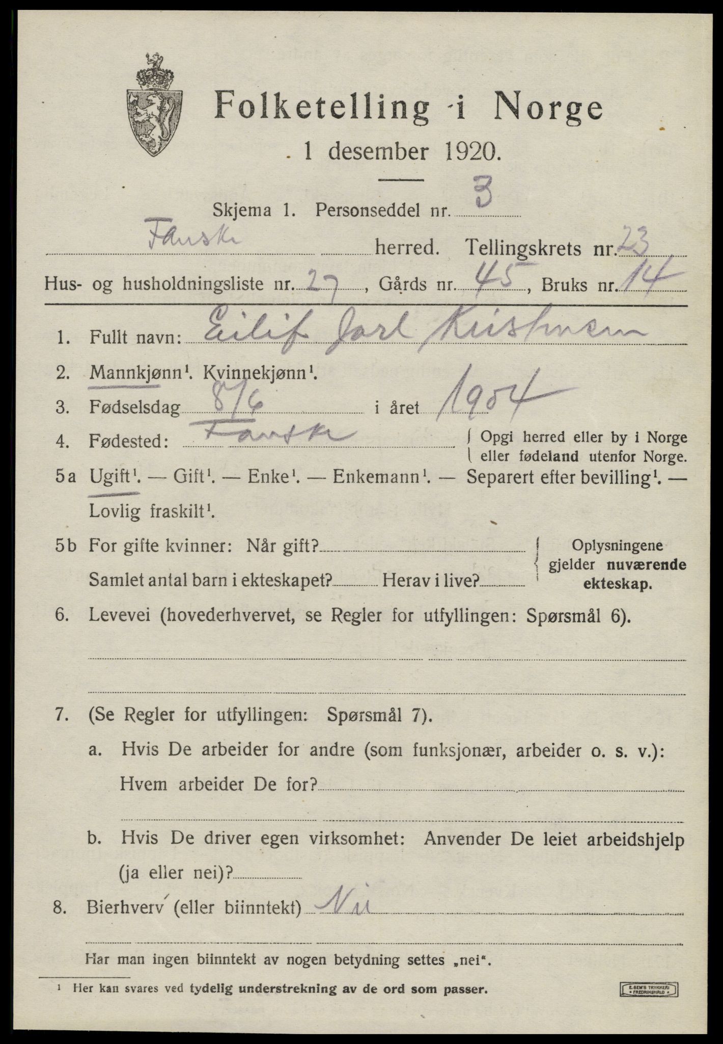 SAT, Folketelling 1920 for 1841 Fauske herred, 1920, s. 14596