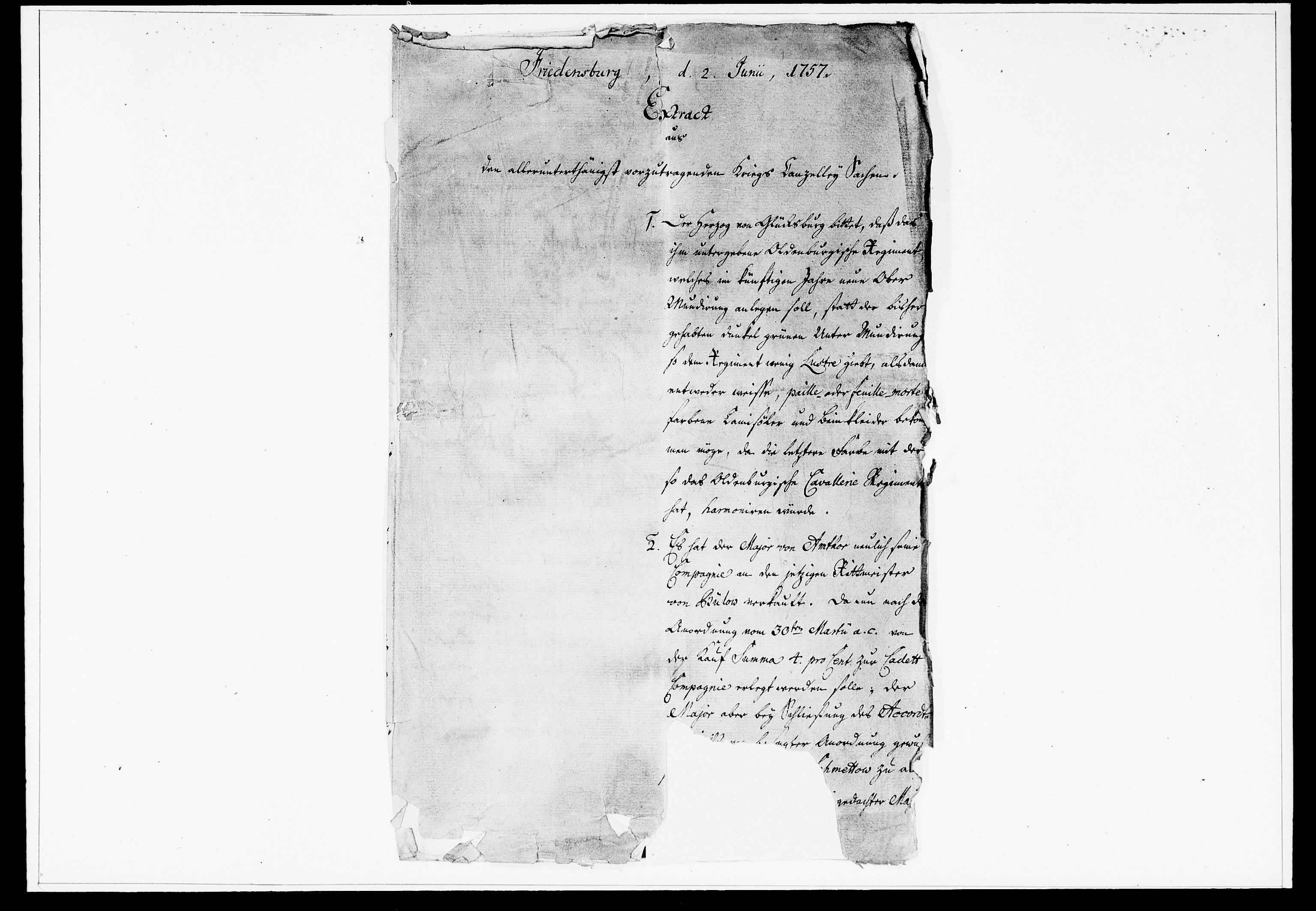 Krigskollegiet, Krigskancelliet, DRA/A-0006/-/1283-1296: Refererede sager, 1757, s. 256