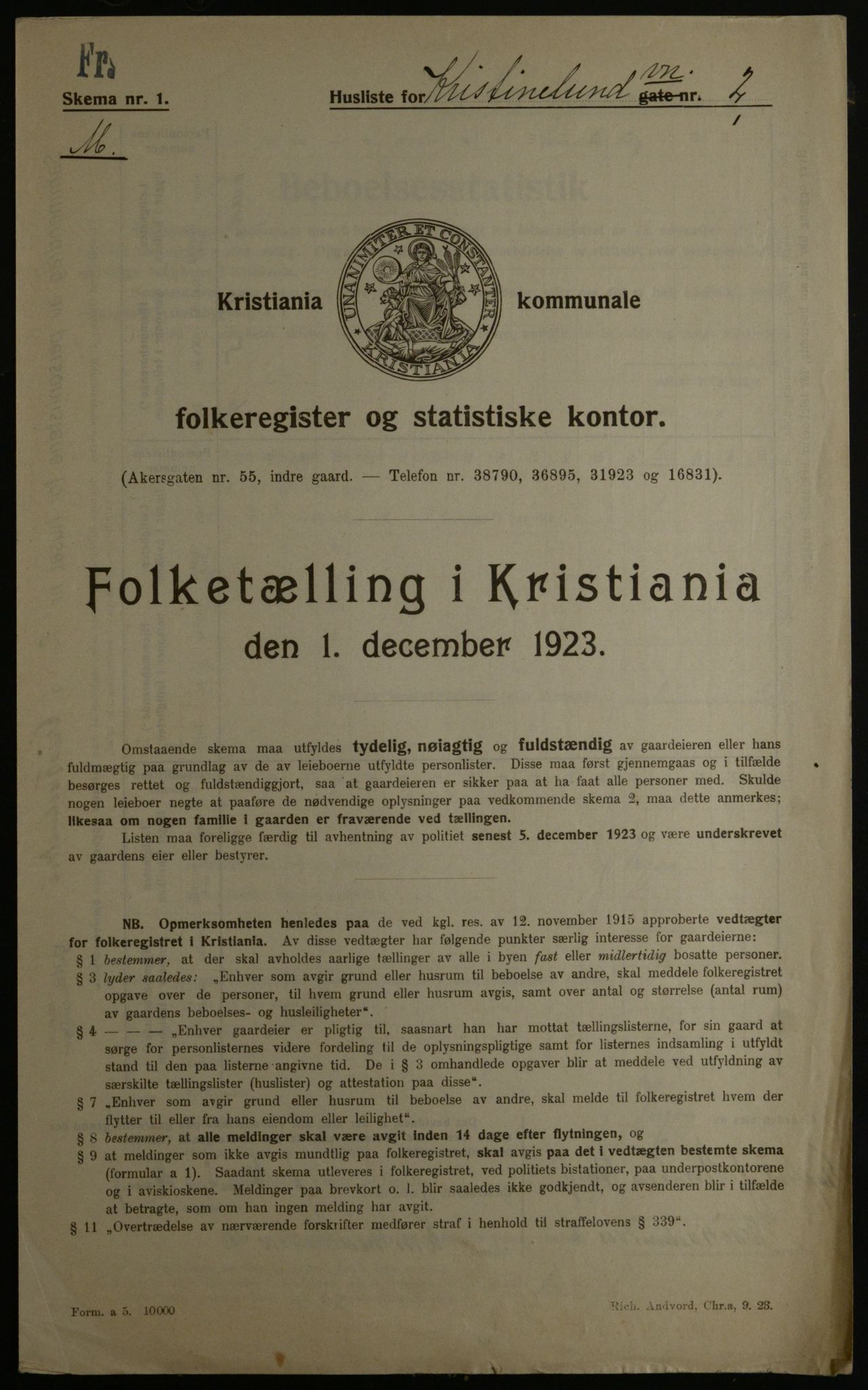 OBA, Kommunal folketelling 1.12.1923 for Kristiania, 1923, s. 61080