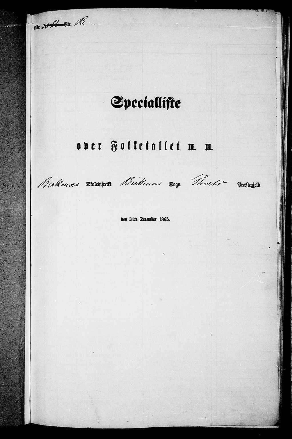 RA, Folketelling 1865 for 1013P Tveit prestegjeld, 1865, s. 110