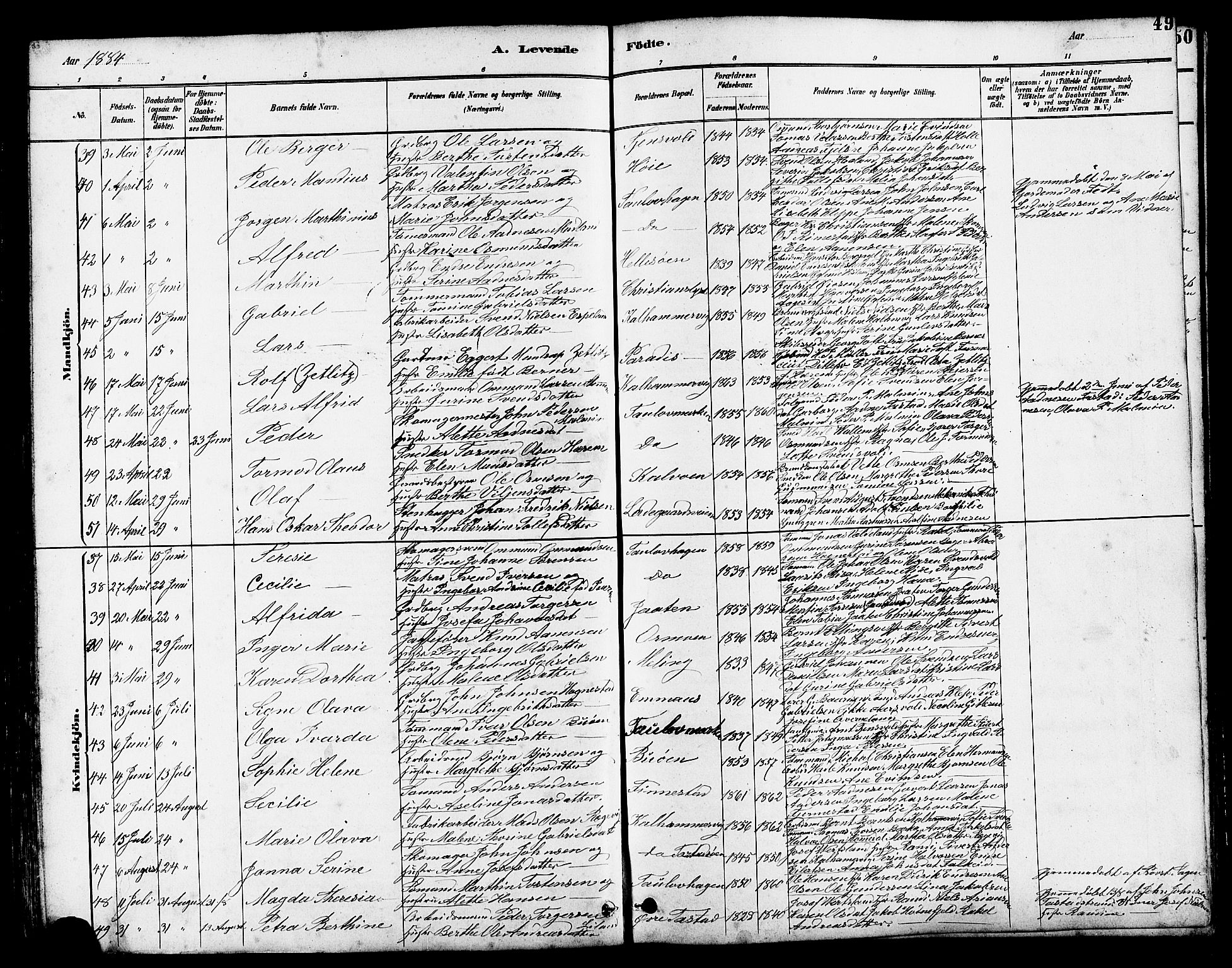 Hetland sokneprestkontor, AV/SAST-A-101826/30/30BB/L0005: Klokkerbok nr. B 5, 1878-1910, s. 49