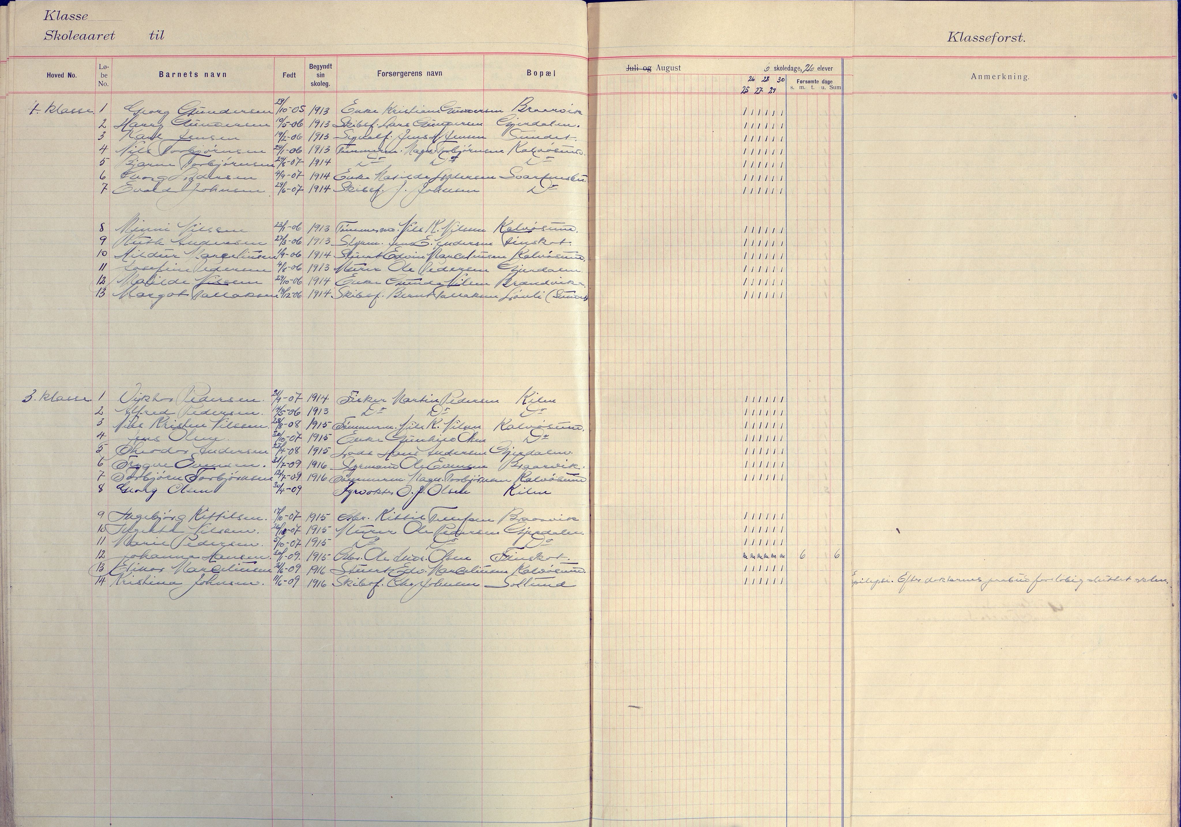 Flosta kommune frem til 1961, AAKS/KA0916-PK/09/09E/L0003: Dagbok (3-4), 1913-1920