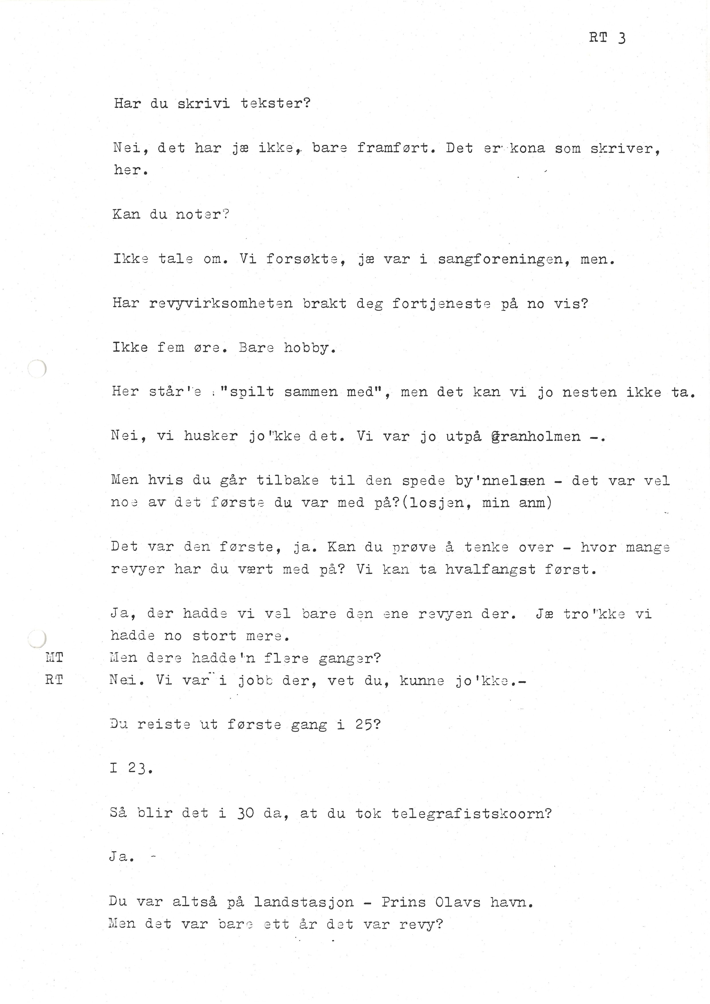 Sa 16 - Folkemusikk fra Vestfold, Gjerdesamlingen, VEMU/A-1868/I/L0001: Informantregister med intervjunedtegnelser, 1979-1986