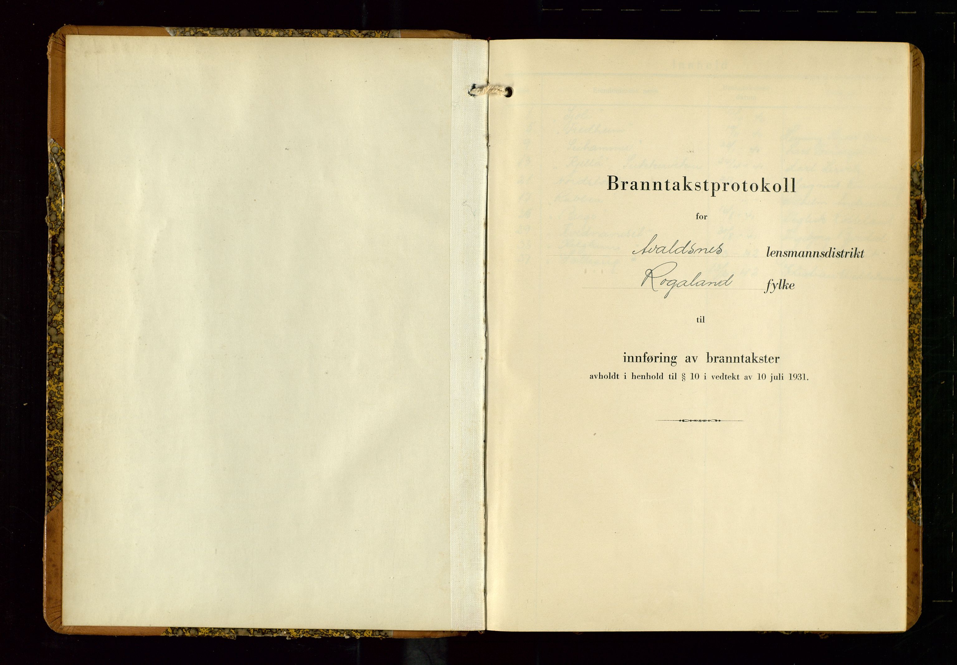 Avaldsnes lensmannskontor, AV/SAST-A-100286/Gob/L0002: "Branntakstprotokoll for Avaldsnes lensmannsdistrikt Rogaland fylke", 1940-1950