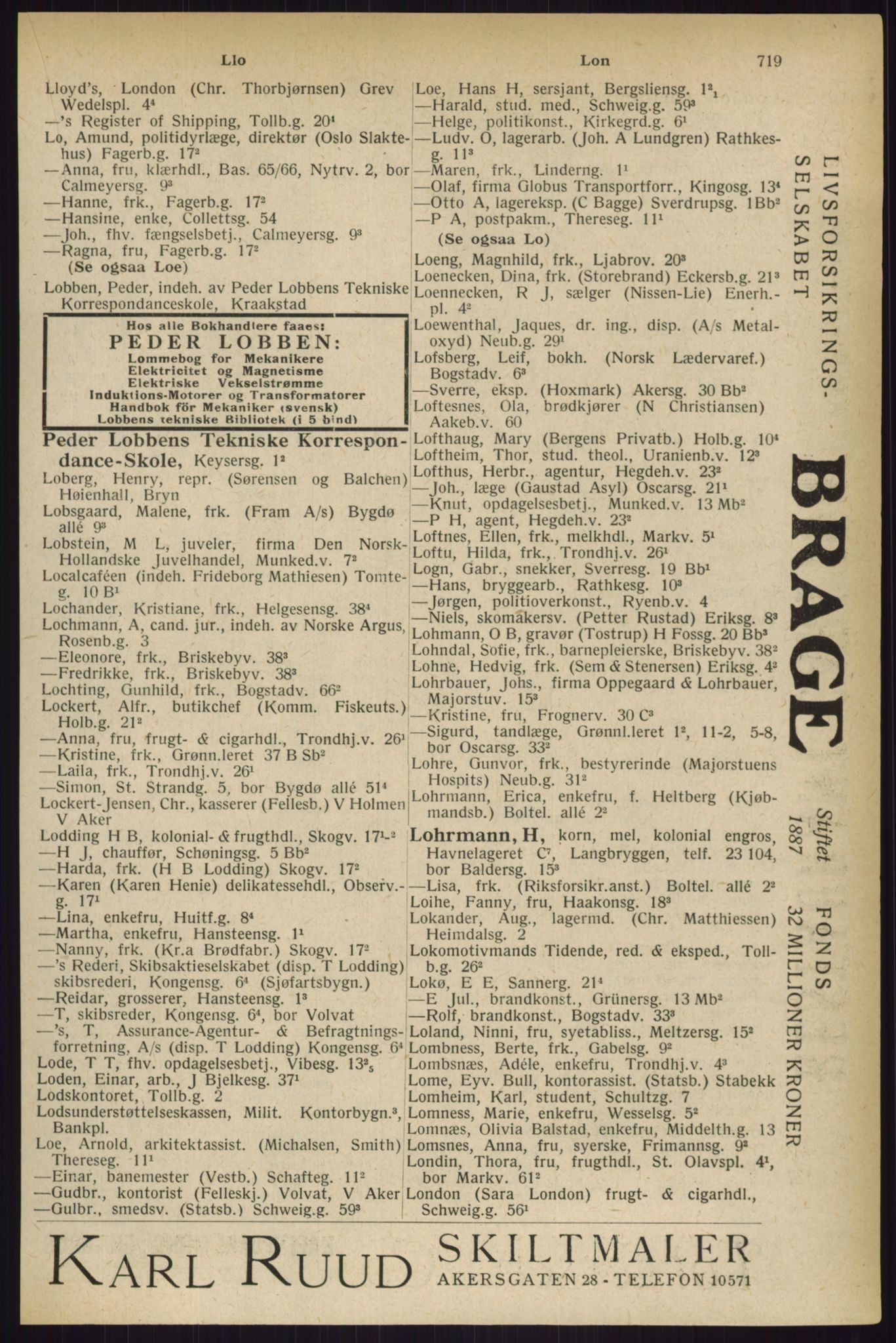 Kristiania/Oslo adressebok, PUBL/-, 1927, s. 719