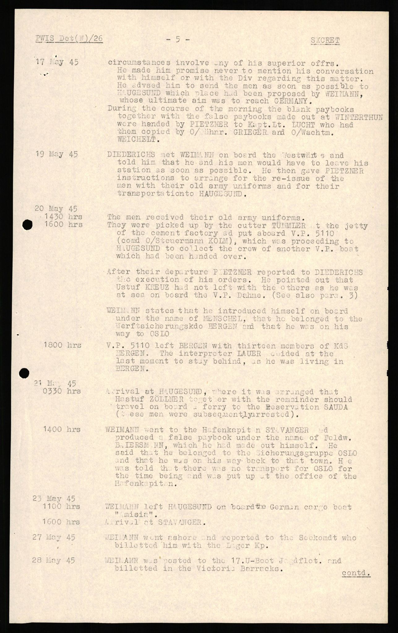 Forsvaret, Forsvarets overkommando II, AV/RA-RAFA-3915/D/Db/L0018: CI Questionaires. Tyske okkupasjonsstyrker i Norge. Tyskere., 1945-1946, s. 162