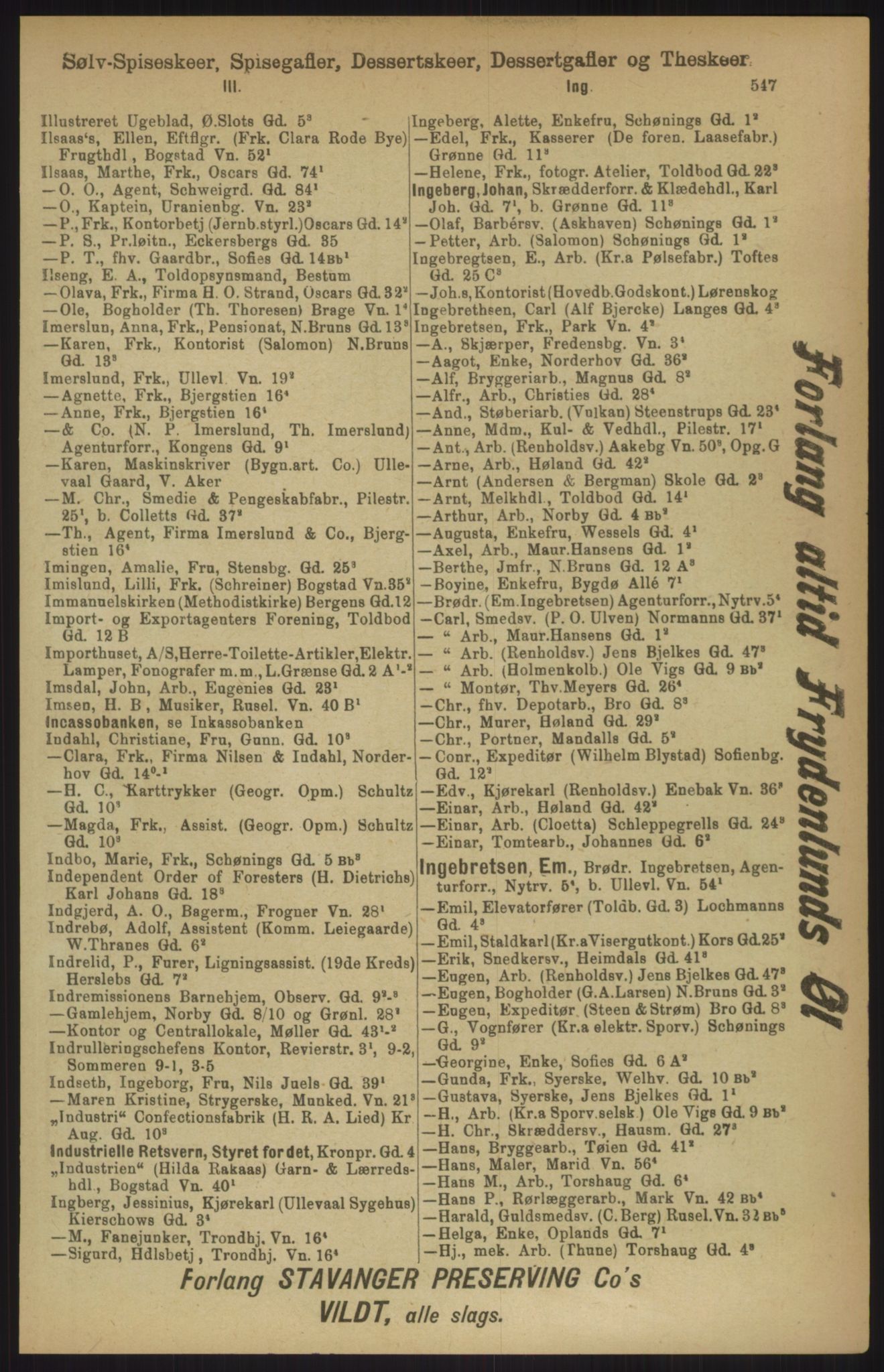 Kristiania/Oslo adressebok, PUBL/-, 1911, s. 547