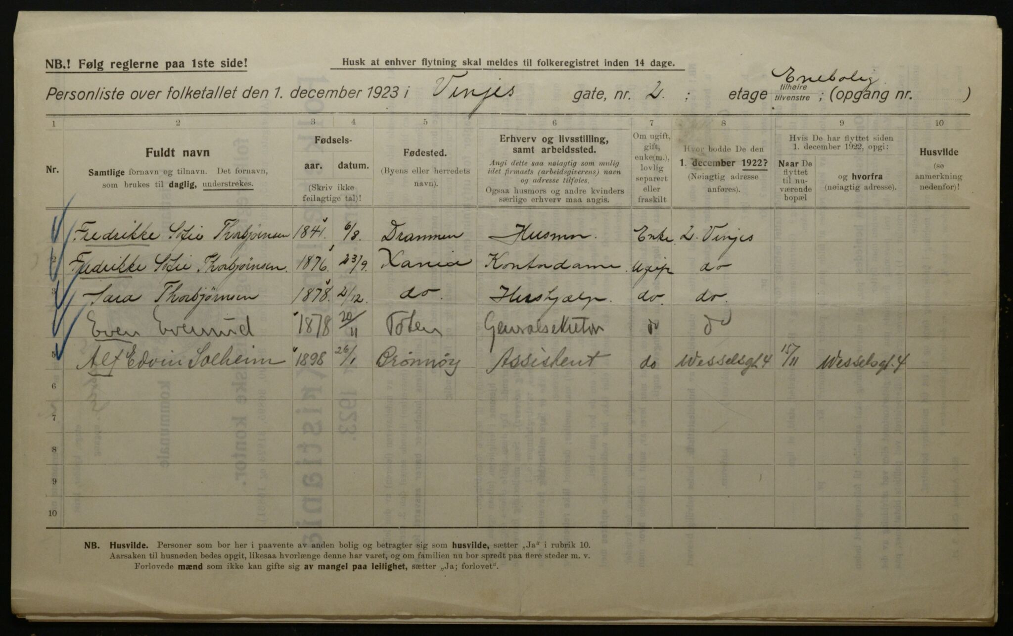 OBA, Kommunal folketelling 1.12.1923 for Kristiania, 1923, s. 3986