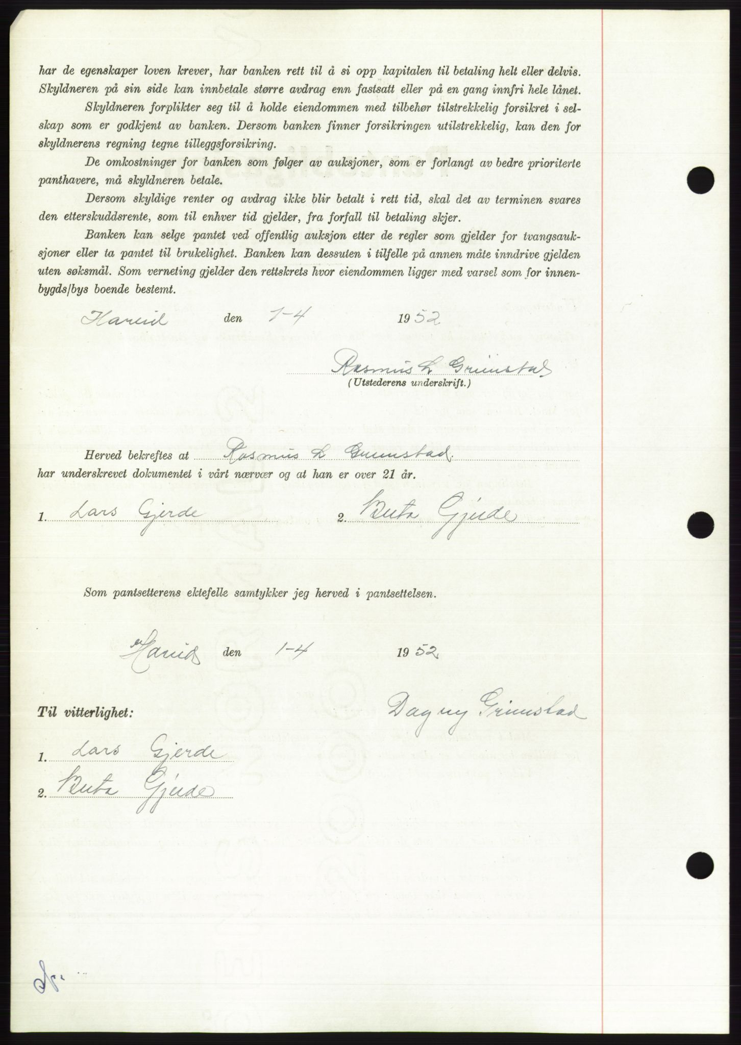 Søre Sunnmøre sorenskriveri, AV/SAT-A-4122/1/2/2C/L0121: Pantebok nr. 9B, 1951-1952, Dagboknr: 746/1952