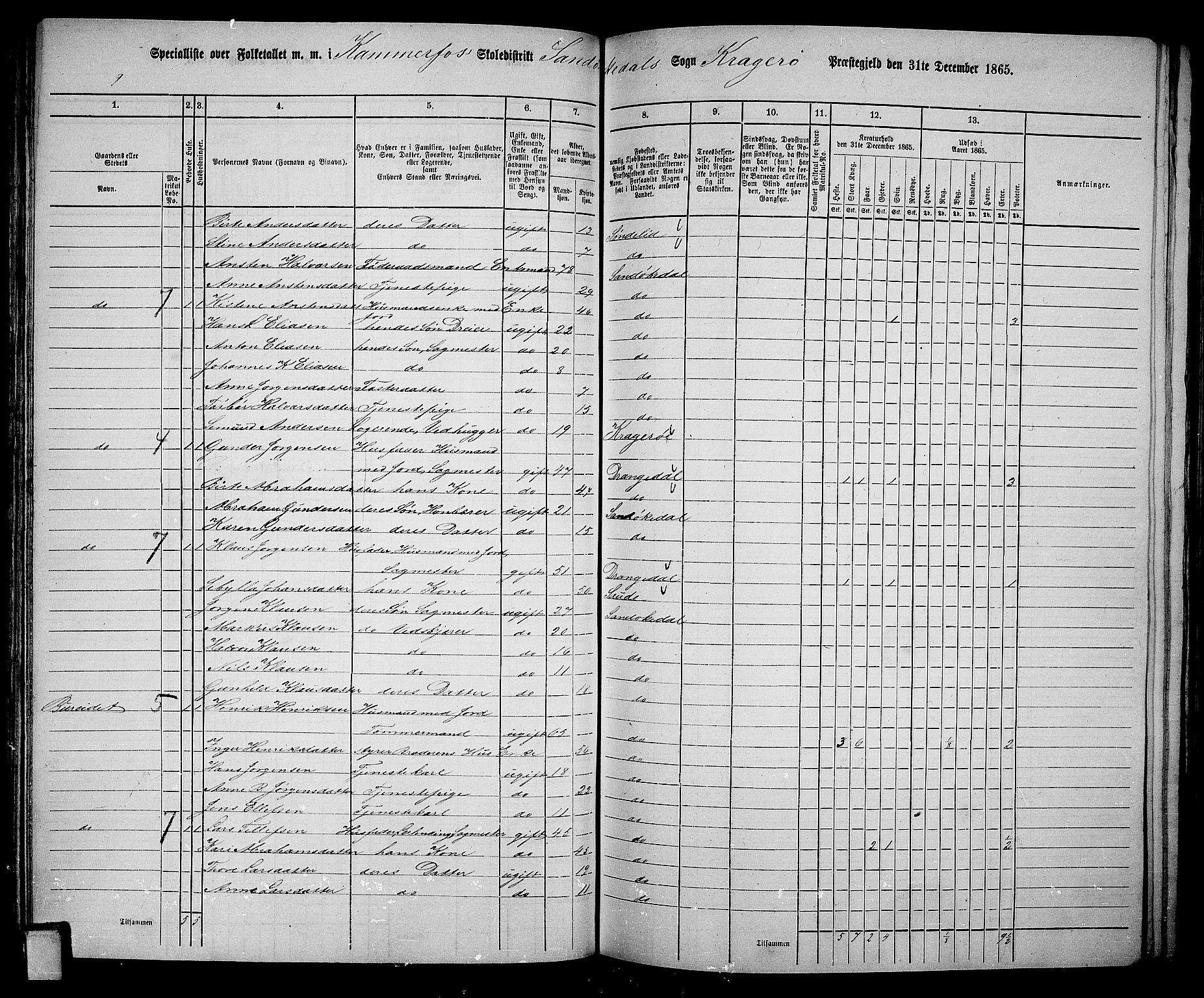 RA, Folketelling 1865 for 0816L Kragerø prestegjeld, Sannidal sokn og Skåtøy sokn, 1865, s. 86