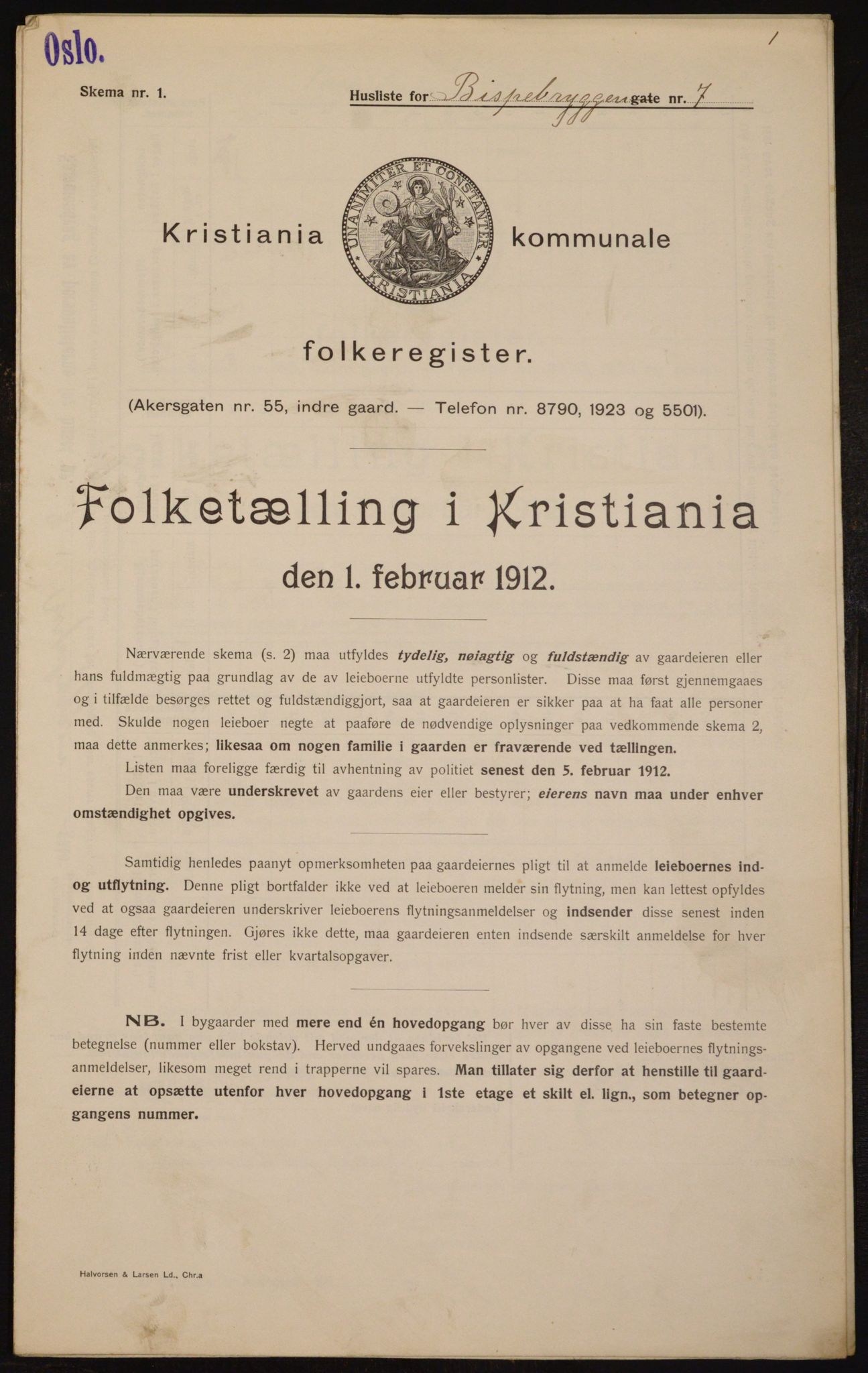 OBA, Kommunal folketelling 1.2.1912 for Kristiania, 1912, s. 5191