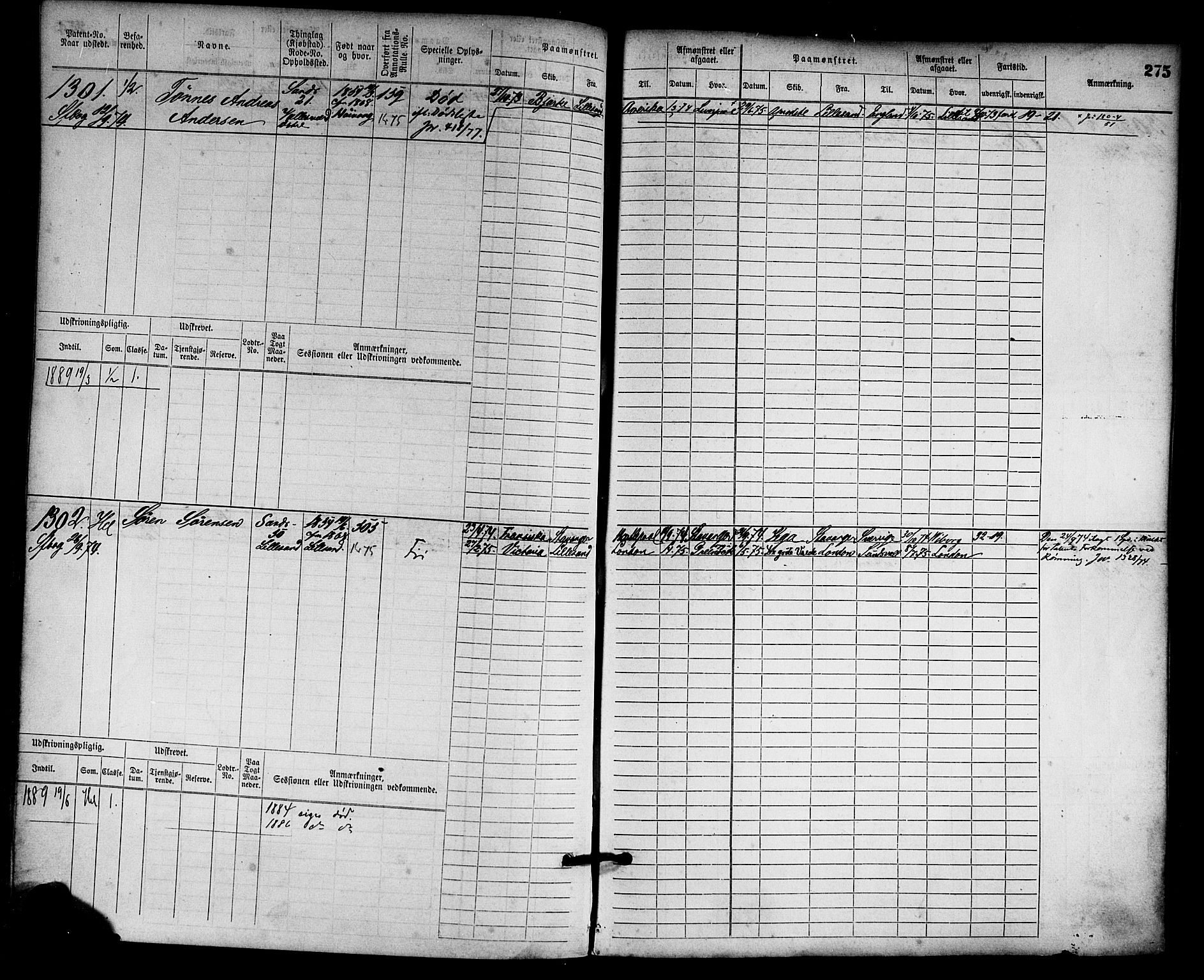 Lillesand mønstringskrets, AV/SAK-2031-0014/F/Fb/L0013: Hovedrulle nr 755-1516 uten register, G-4, 1869-1920, s. 286