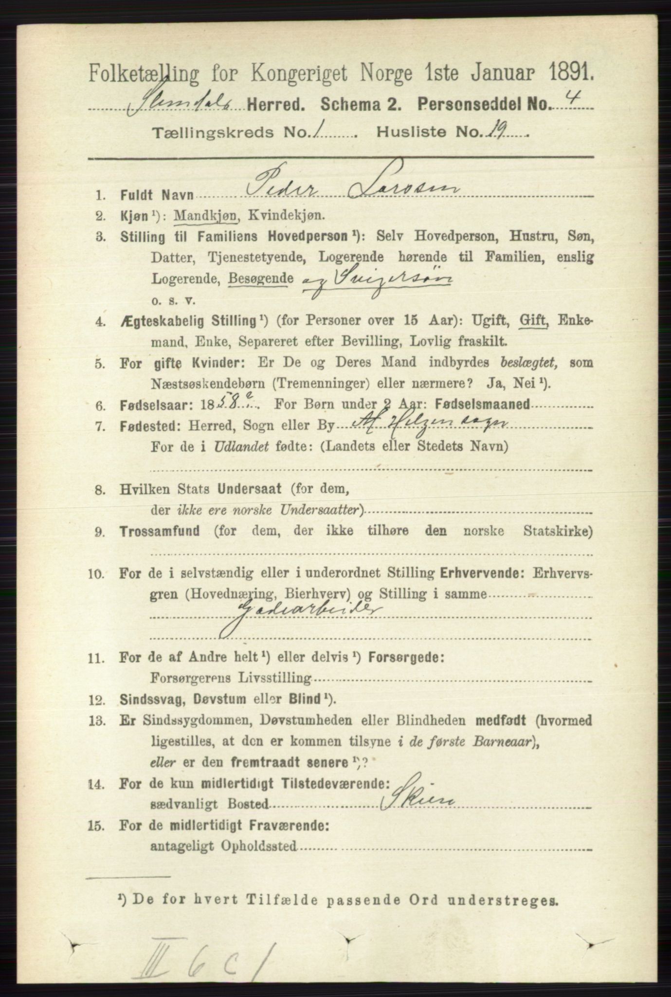 RA, Folketelling 1891 for 0811 Slemdal herred, 1891, s. 167