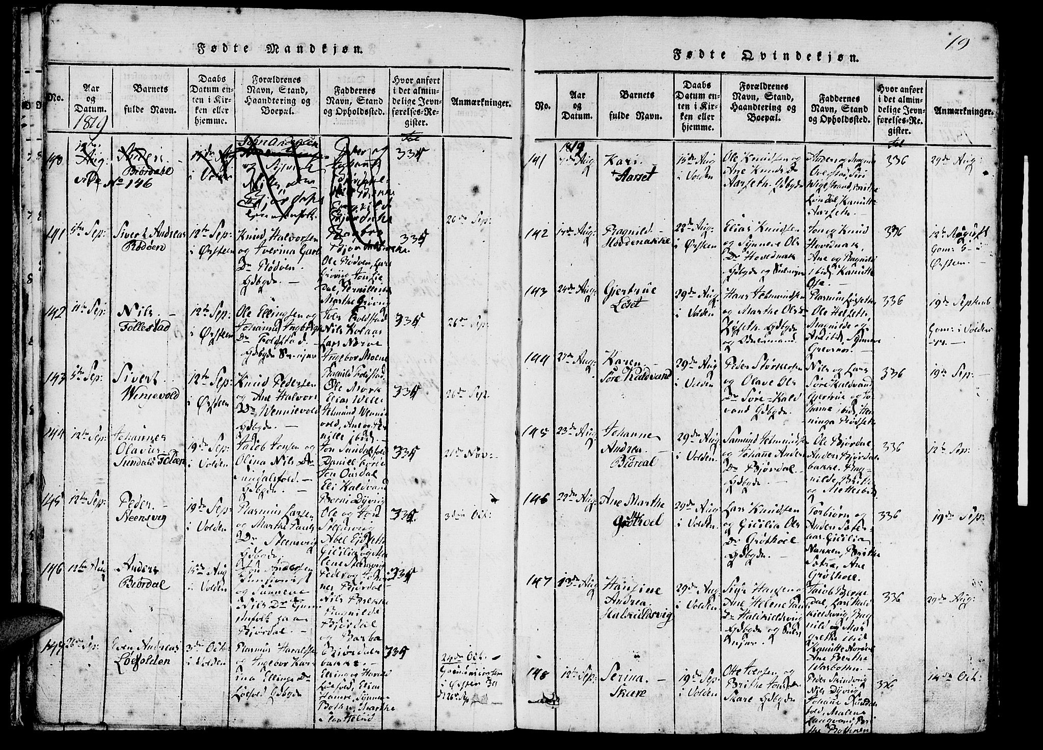 Ministerialprotokoller, klokkerbøker og fødselsregistre - Møre og Romsdal, AV/SAT-A-1454/511/L0138: Ministerialbok nr. 511A05, 1817-1832, s. 19