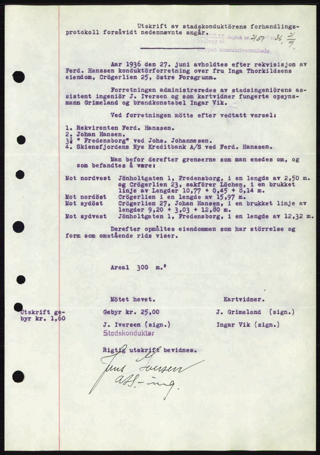 Gjerpen sorenskriveri, SAKO/A-216/G/Ga/Gae/L0067: Pantebok nr. A-66 - A-68, 1936-1937, Dagboknr: 2151/1936