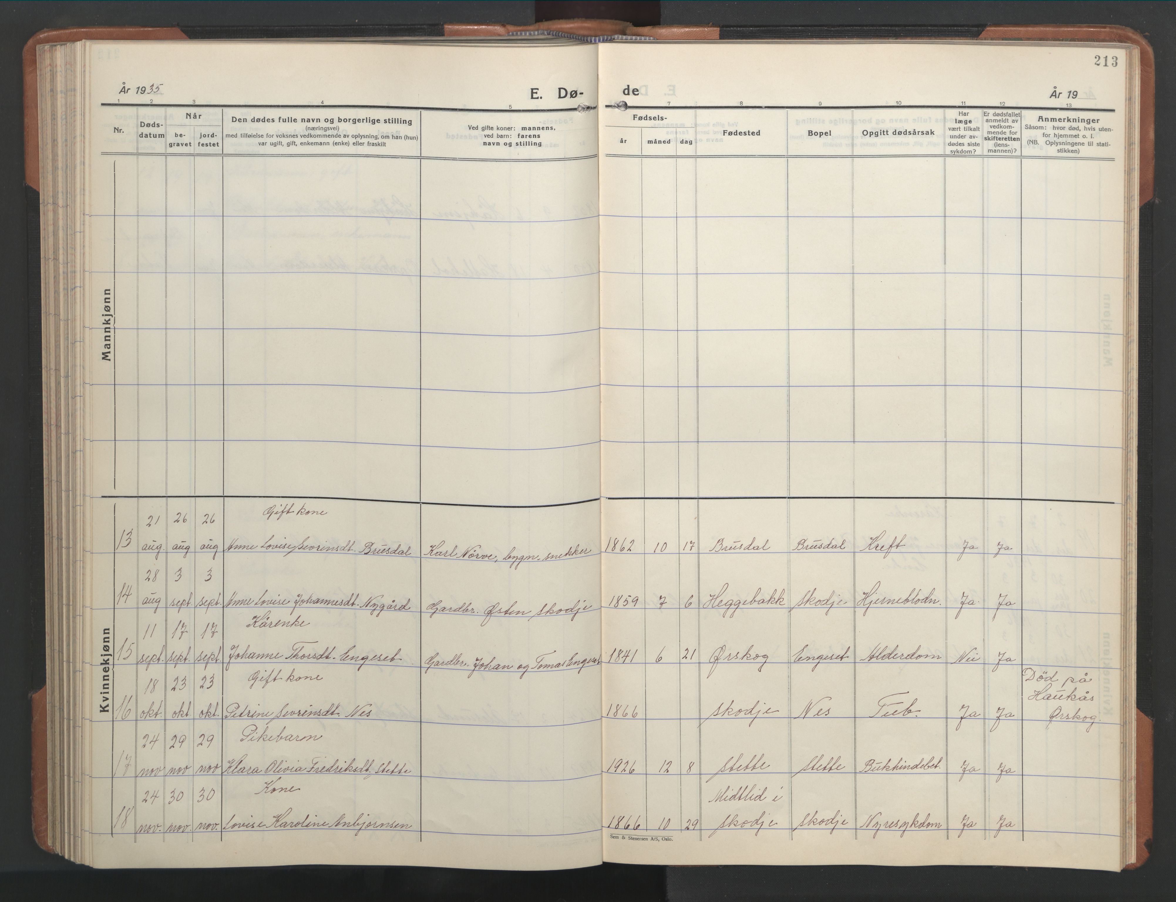 Ministerialprotokoller, klokkerbøker og fødselsregistre - Møre og Romsdal, SAT/A-1454/524/L0367: Klokkerbok nr. 524C08, 1932-1951, s. 213