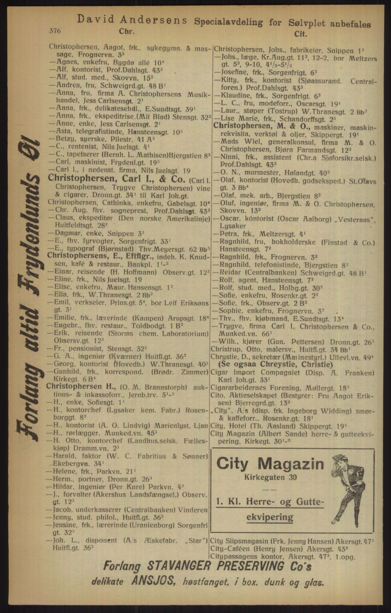 Kristiania/Oslo adressebok, PUBL/-, 1915, s. 376