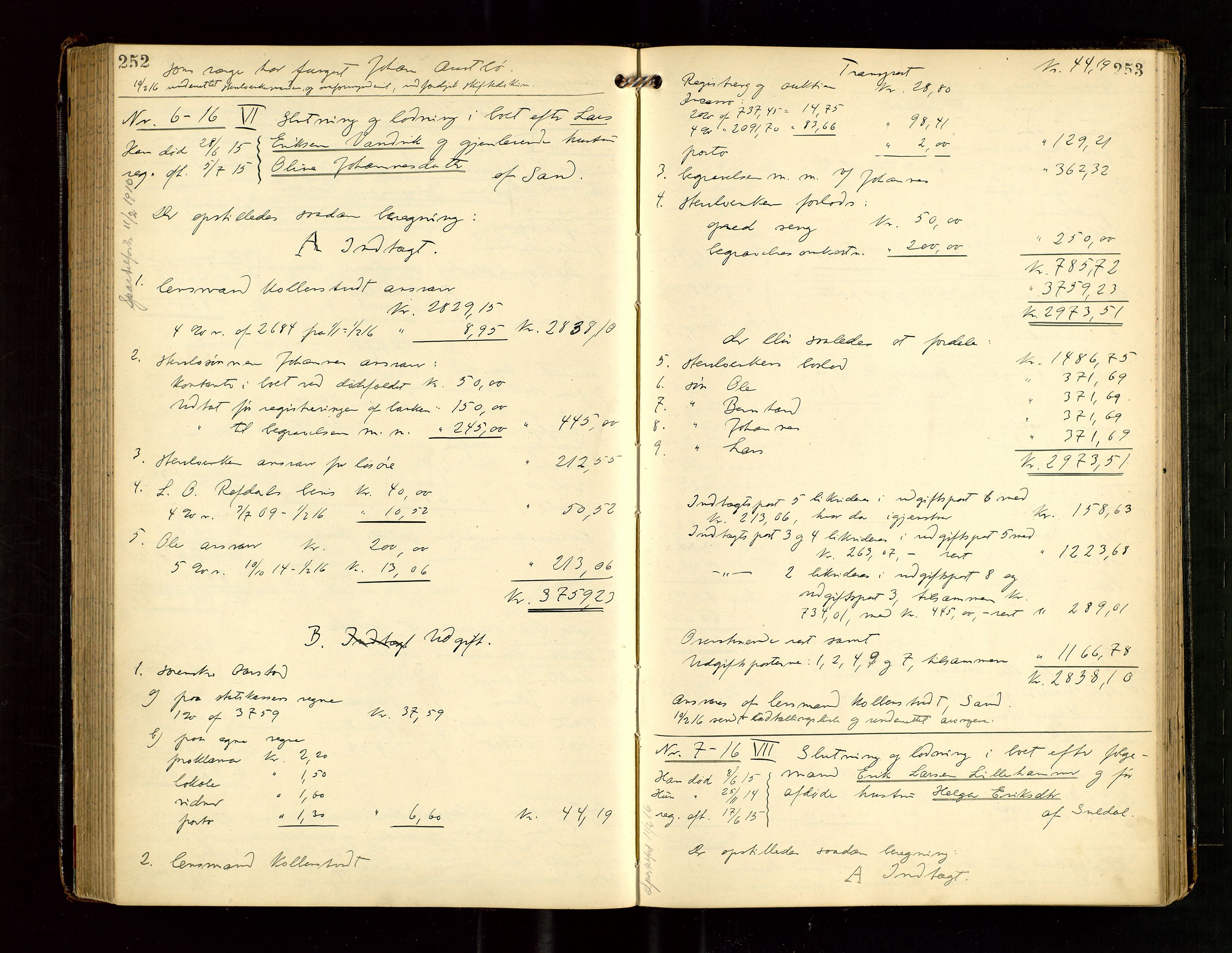 Ryfylke tingrett, AV/SAST-A-100055/001/IV/IVG/L0004: Skifteutlodningsprotokoll Med register, 1912-1918, s. 252-253