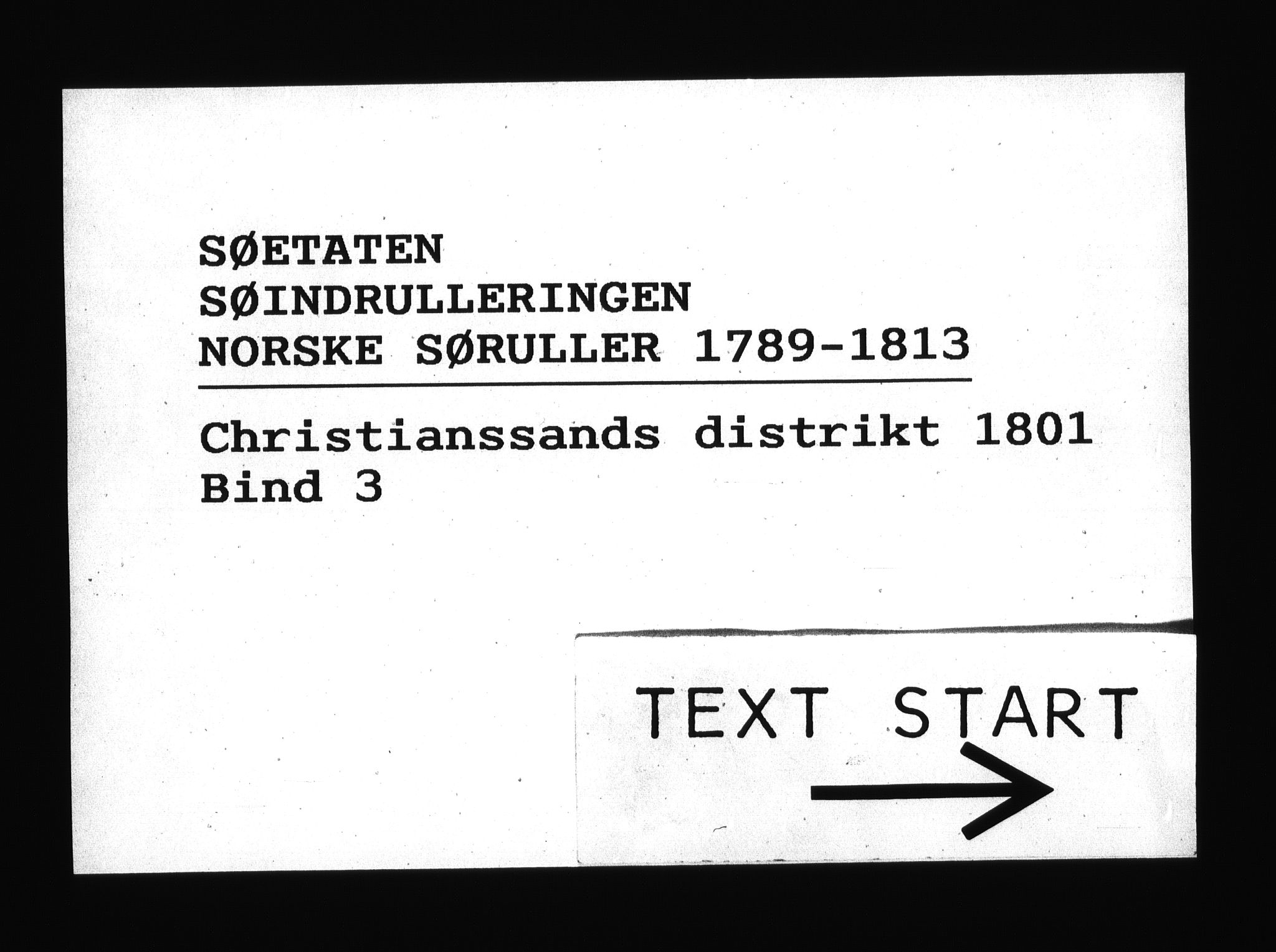 Sjøetaten, RA/EA-3110/F/L0044: Kristiansand distrikt, bind 3, 1801