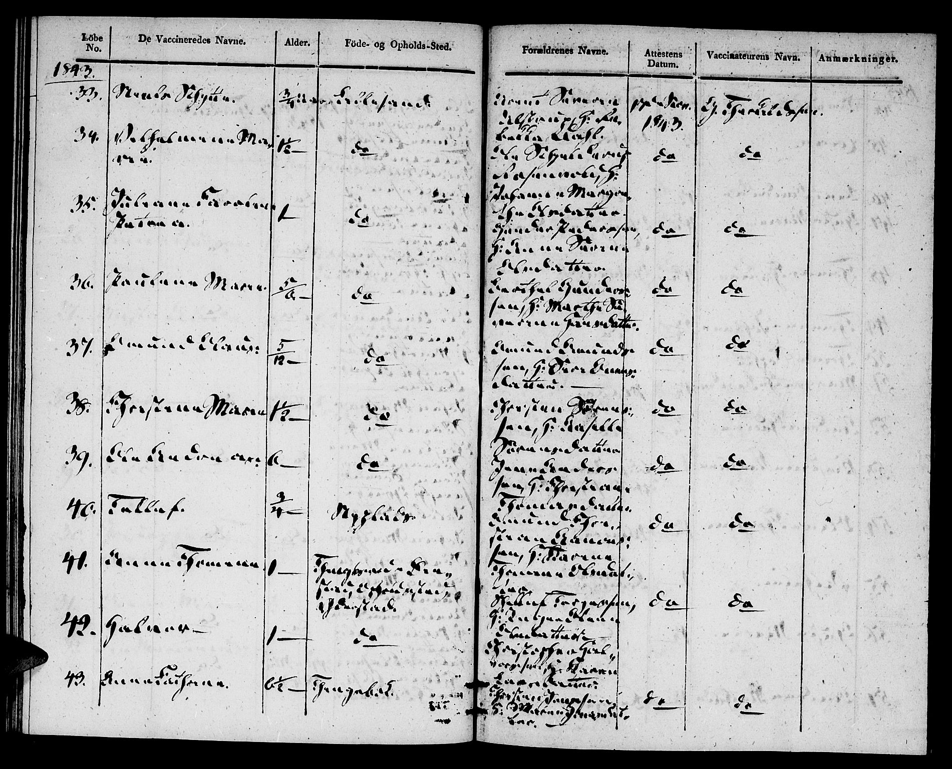 Vestre Moland sokneprestkontor, AV/SAK-1111-0046/F/Ff/L0002/0003: Vaksinasjonsprotokoll nr. A VI 3, 1830-1844