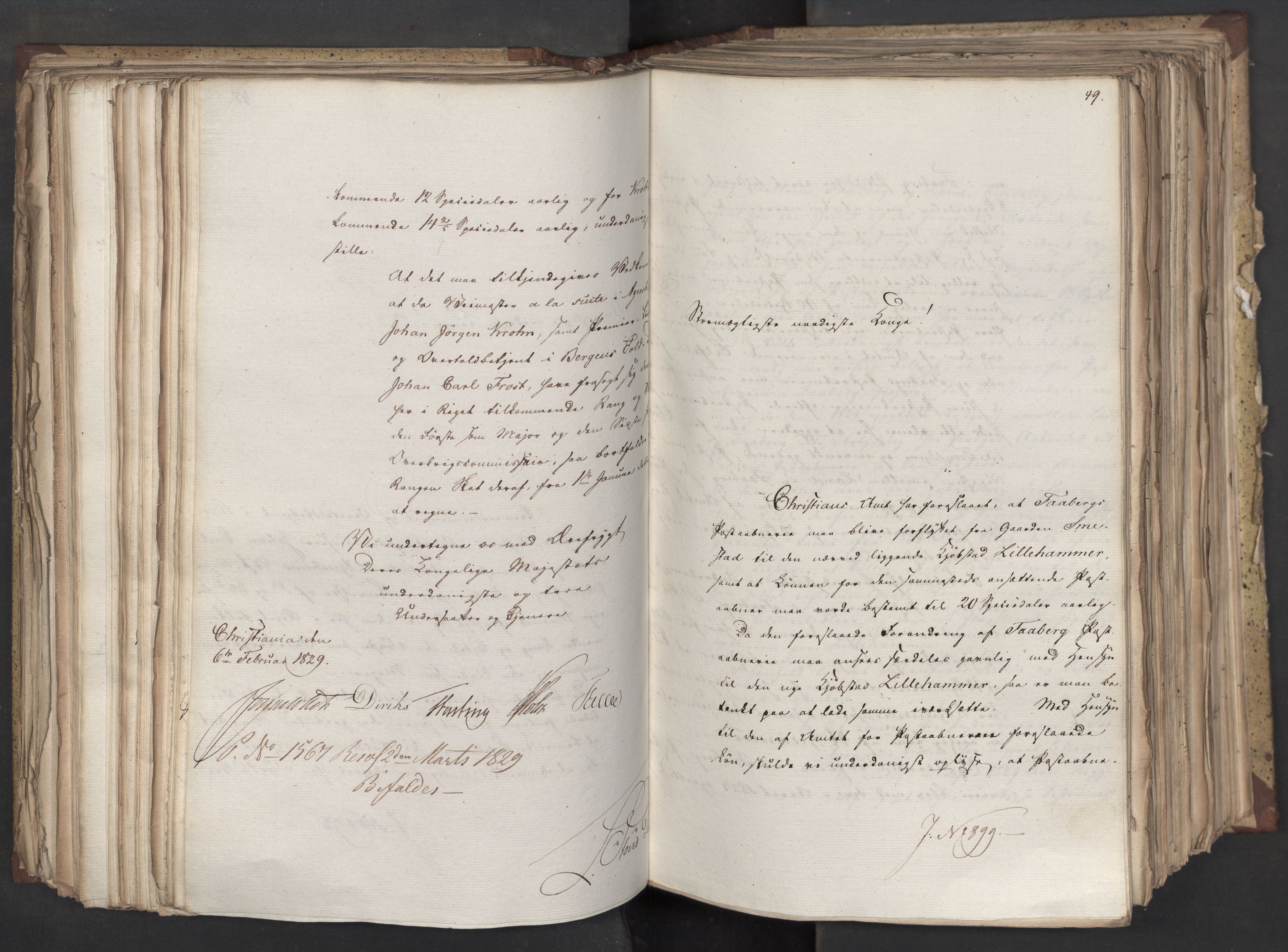Statsrådsavdelingen i Stockholm, AV/RA-S-1003/D/Da/L0058: Regjeringsinnstillinger nr. 808-1073, 1829, s. 275