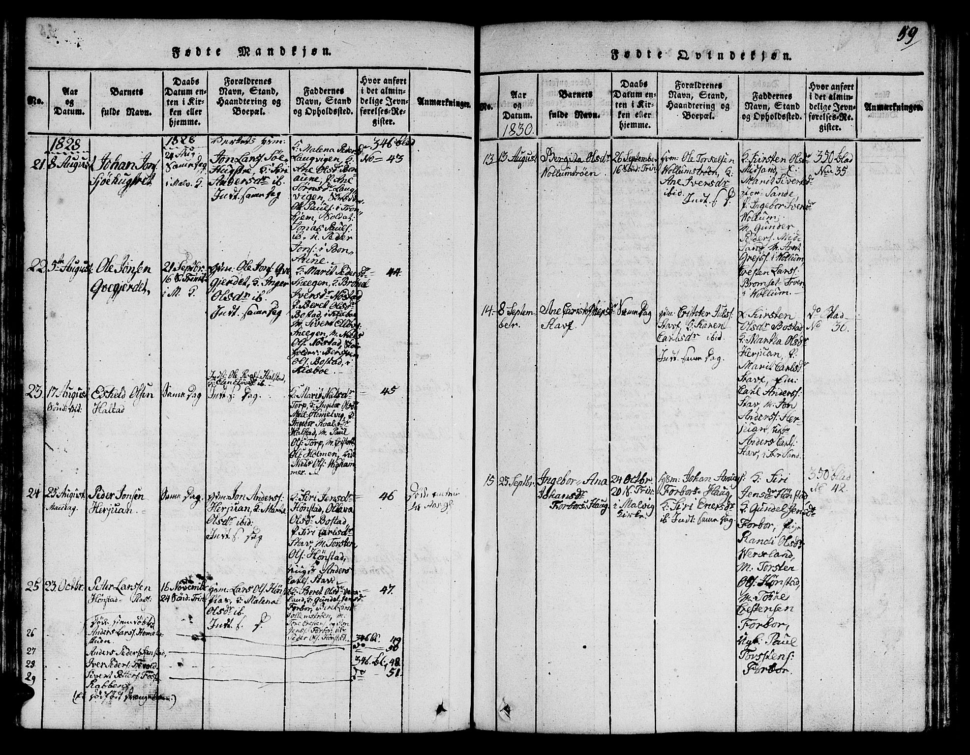 Ministerialprotokoller, klokkerbøker og fødselsregistre - Sør-Trøndelag, SAT/A-1456/616/L0420: Klokkerbok nr. 616C03, 1817-1835, s. 59