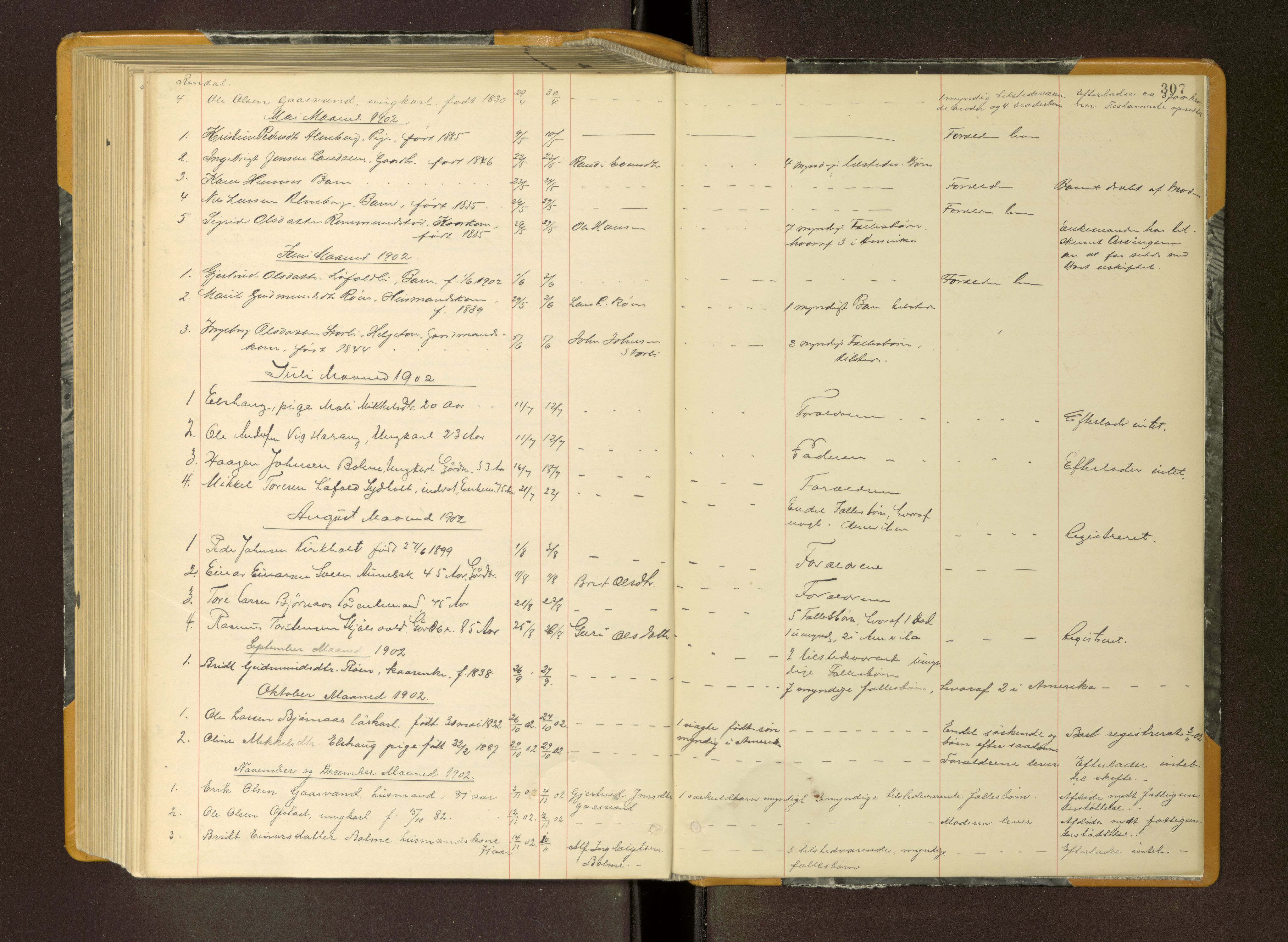 Nordmøre sorenskriveri, AV/SAT-A-4132/1/3/3L/L0004: Dødsfallsprotokoll, 1898-1908, s. 307