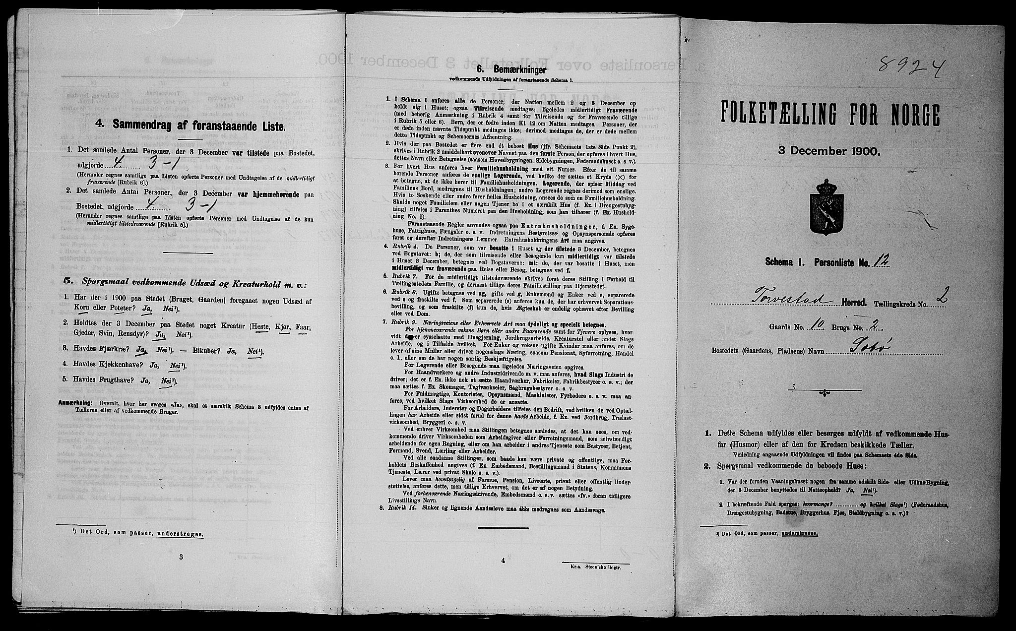 SAST, Folketelling 1900 for 1152 Torvastad herred, 1900, s. 264